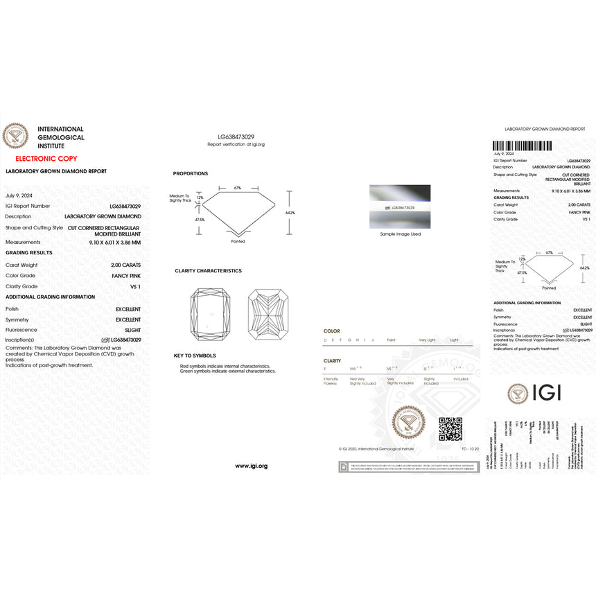 Lab Certificate for Fancy Pink Diamond Radiant Cut | Saratti Diamonds