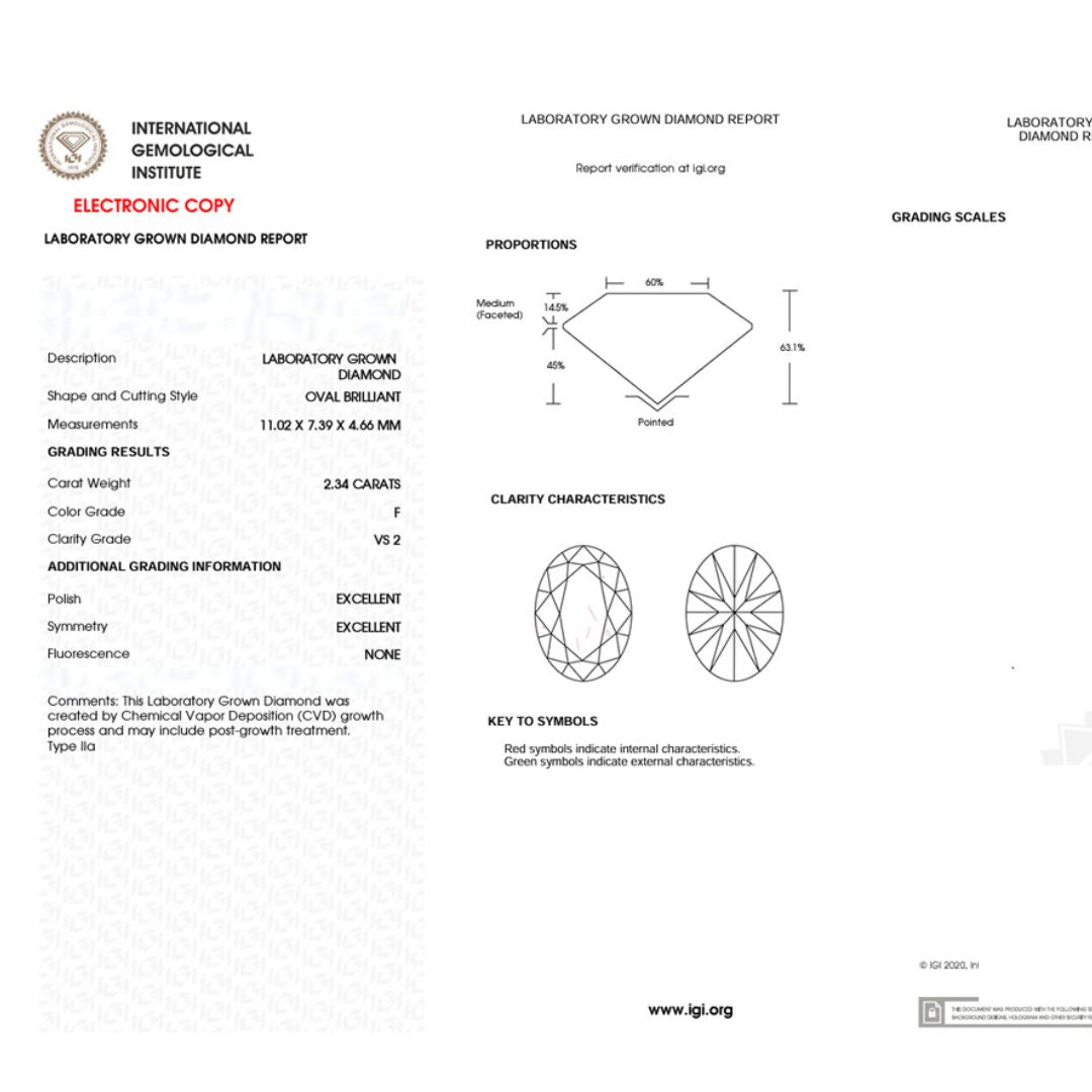 2.34 carats Lab Grown Diamond in Oval Shape Certificate | Saratti Jewelry