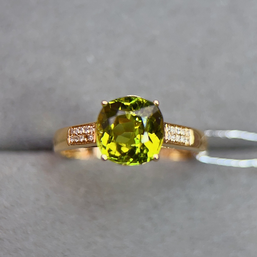 2.60ct Cushion Green Tourmaline Ring | SARATTI