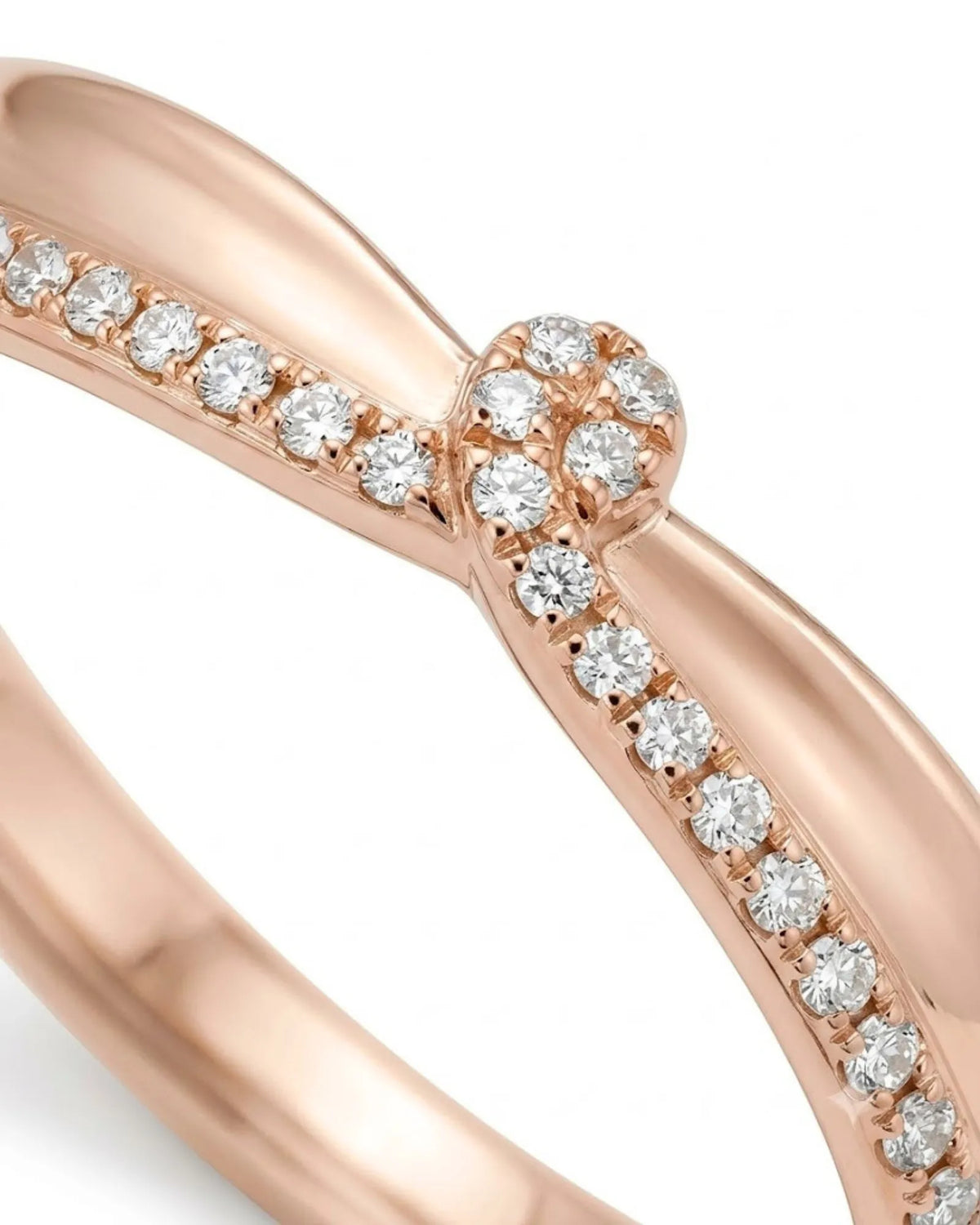 18K rose gold couple wedding rings featuring intertwined ribbon curves and refined craftsmanship - SARATTI