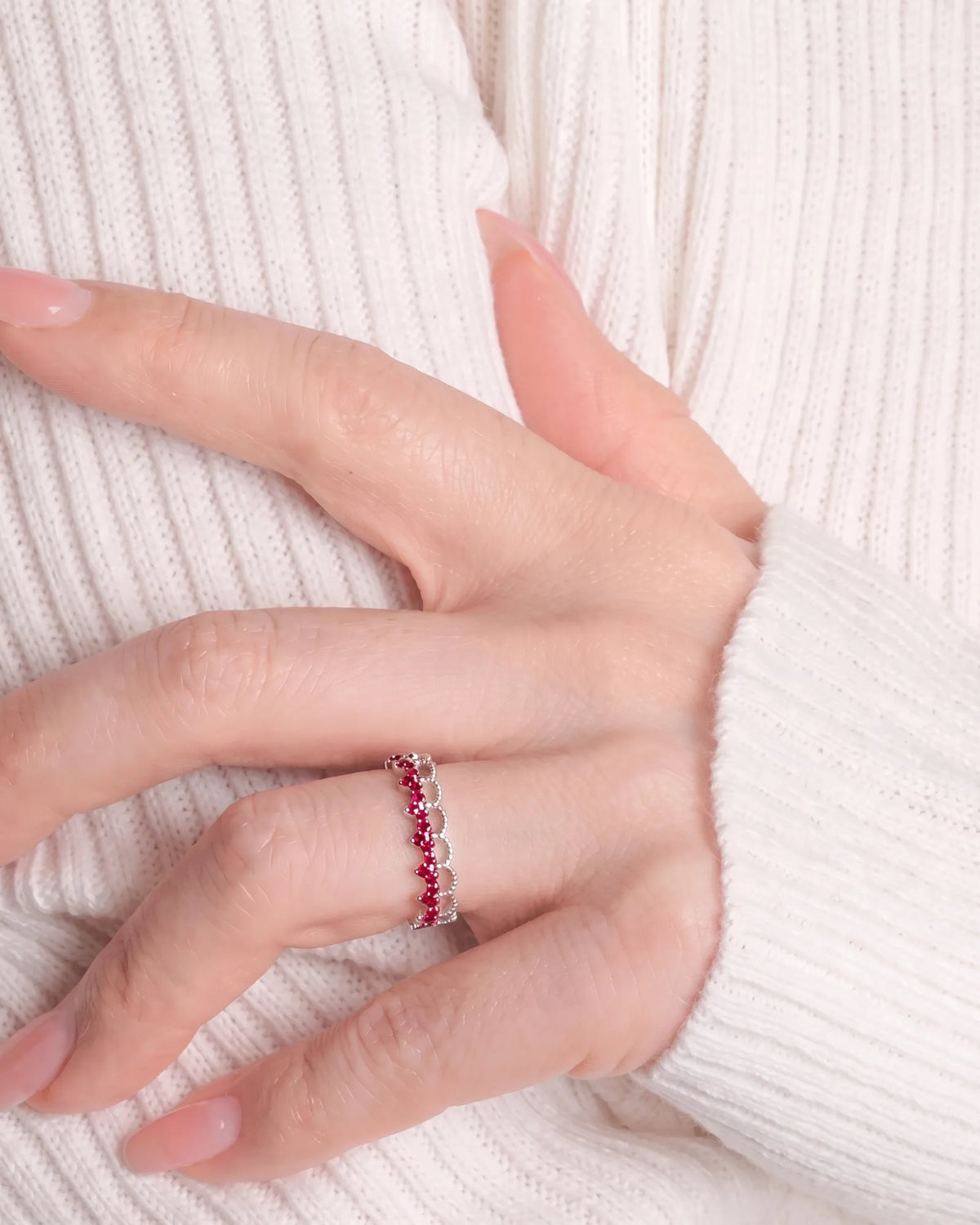 The Ember Tiara- Red Diamond Vintage-Inspired Yellow Gold Band