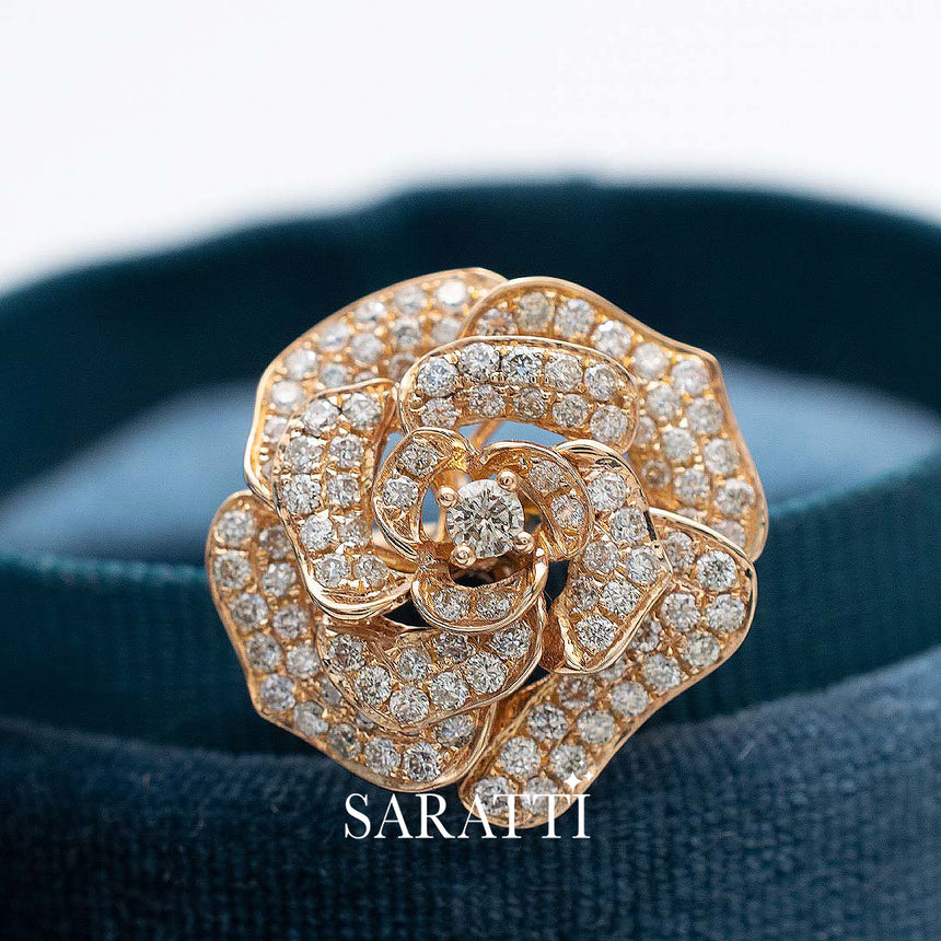 Art Deco Wedding Band & Natural Diamonds Cocktail Ring