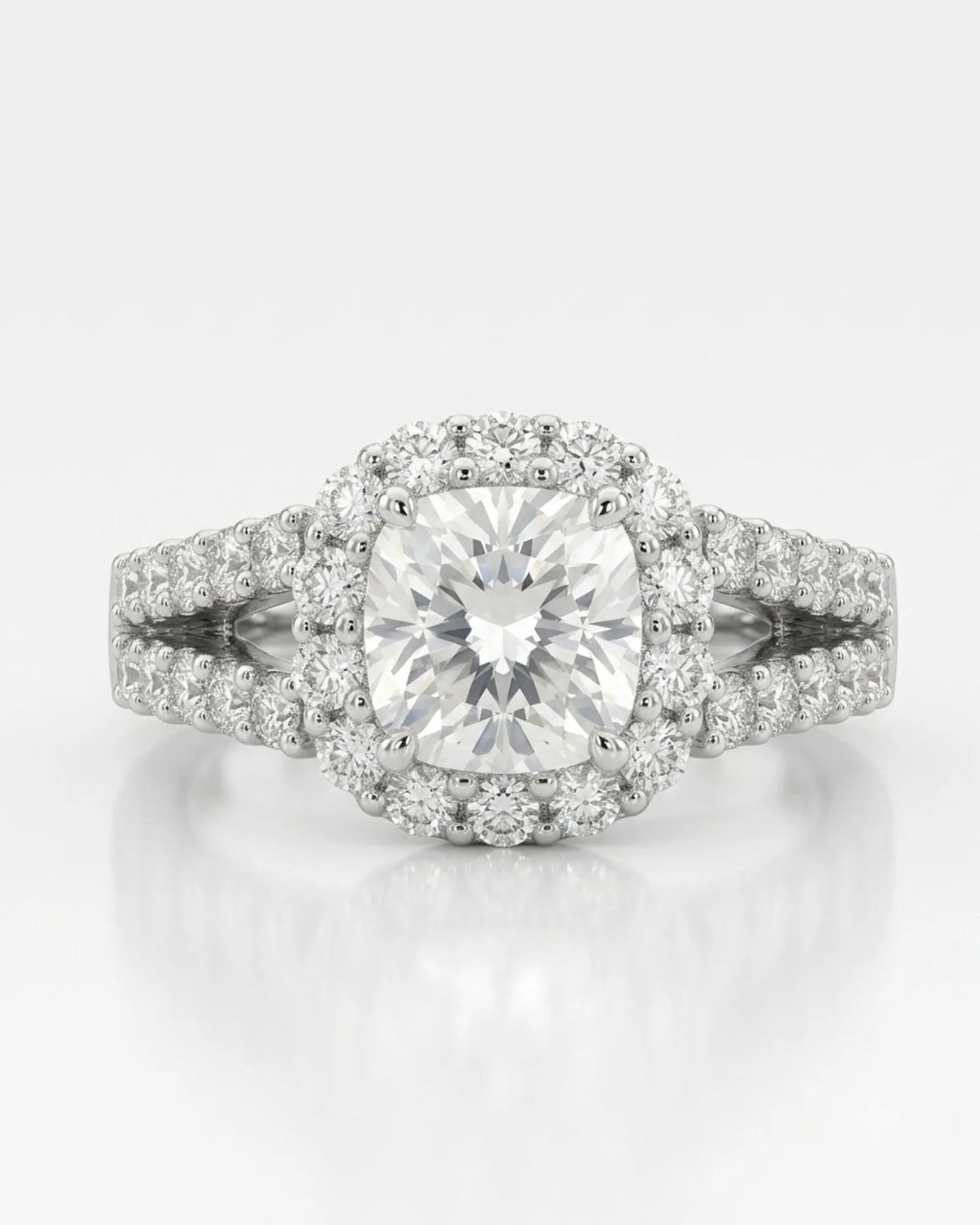 Erica • 2-carat Cushion Moissanite Ring in White Gold