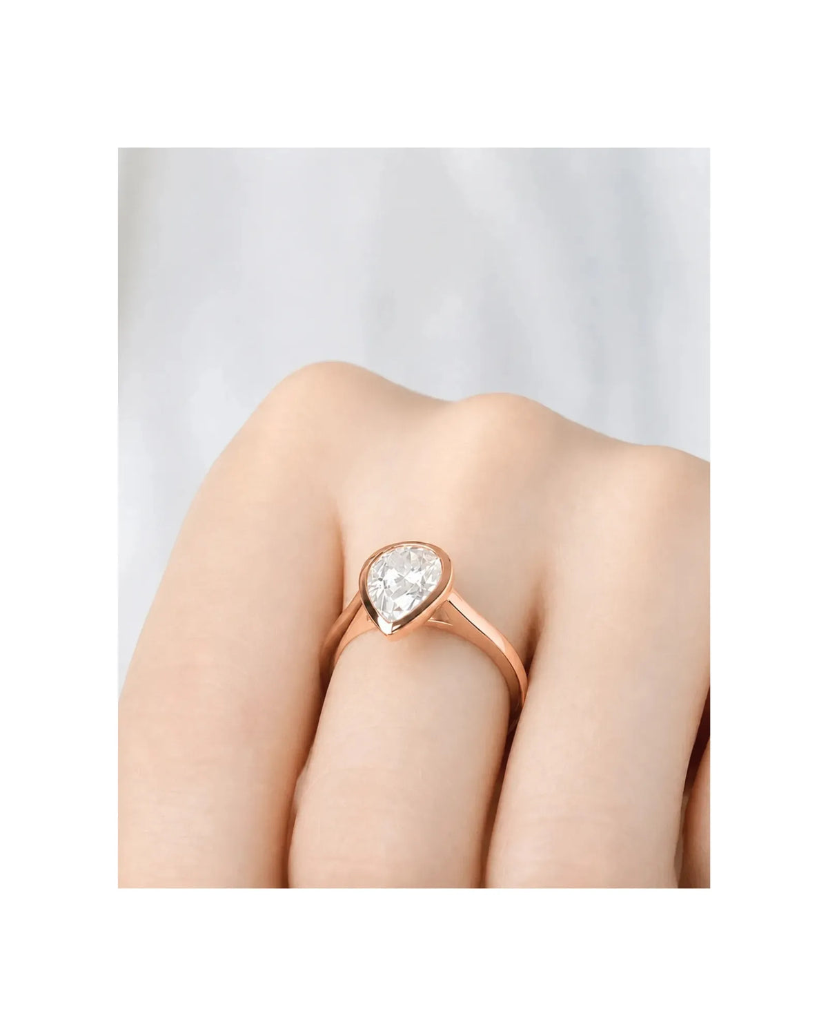 Aurelia's Embrace – Natural Pear-Cut Diamond Bezel Ring