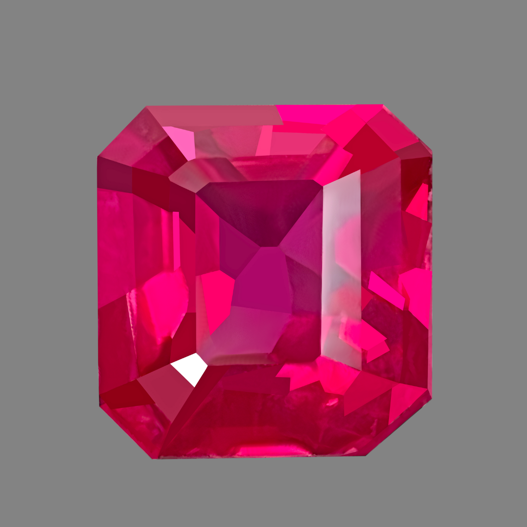 Emerald Cut Vivid Red Unheated Natural Ruby Gemstone from Mozambique | Saratti Jewelry