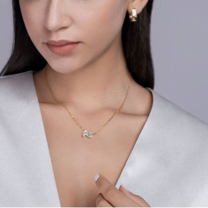 Two -Stone Moissanite Vermeil Necklace