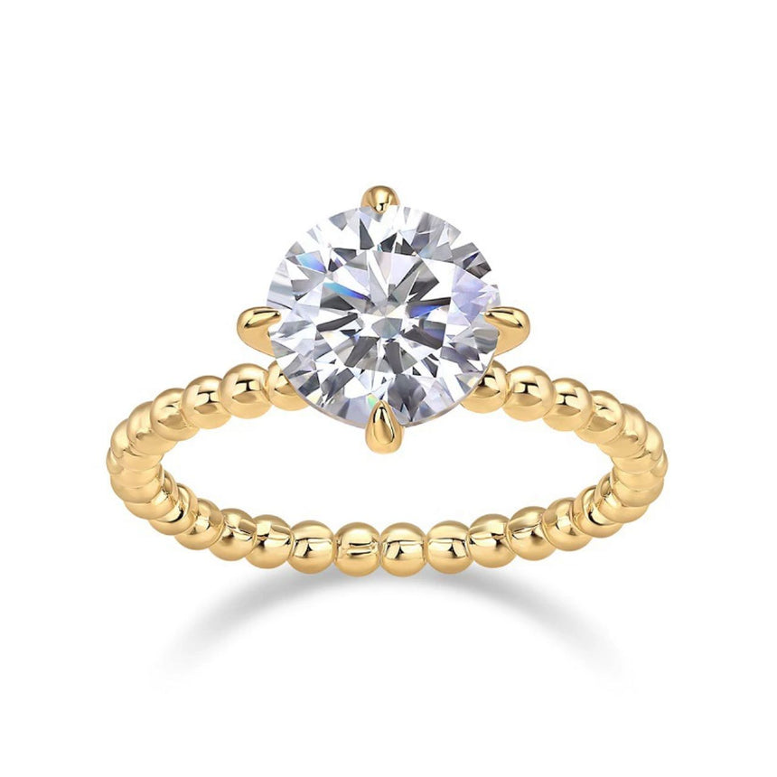 Royal Lumina: 3 Carat Brilliant Round Moissanite Ring in Gold Plated Silver
