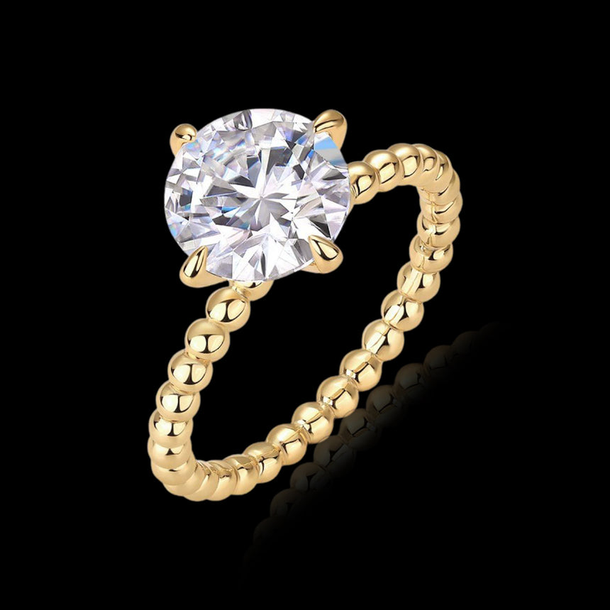 Royal Lumina: 3 Carat Brilliant Round Moissanite Ring in Gold Plated Silver