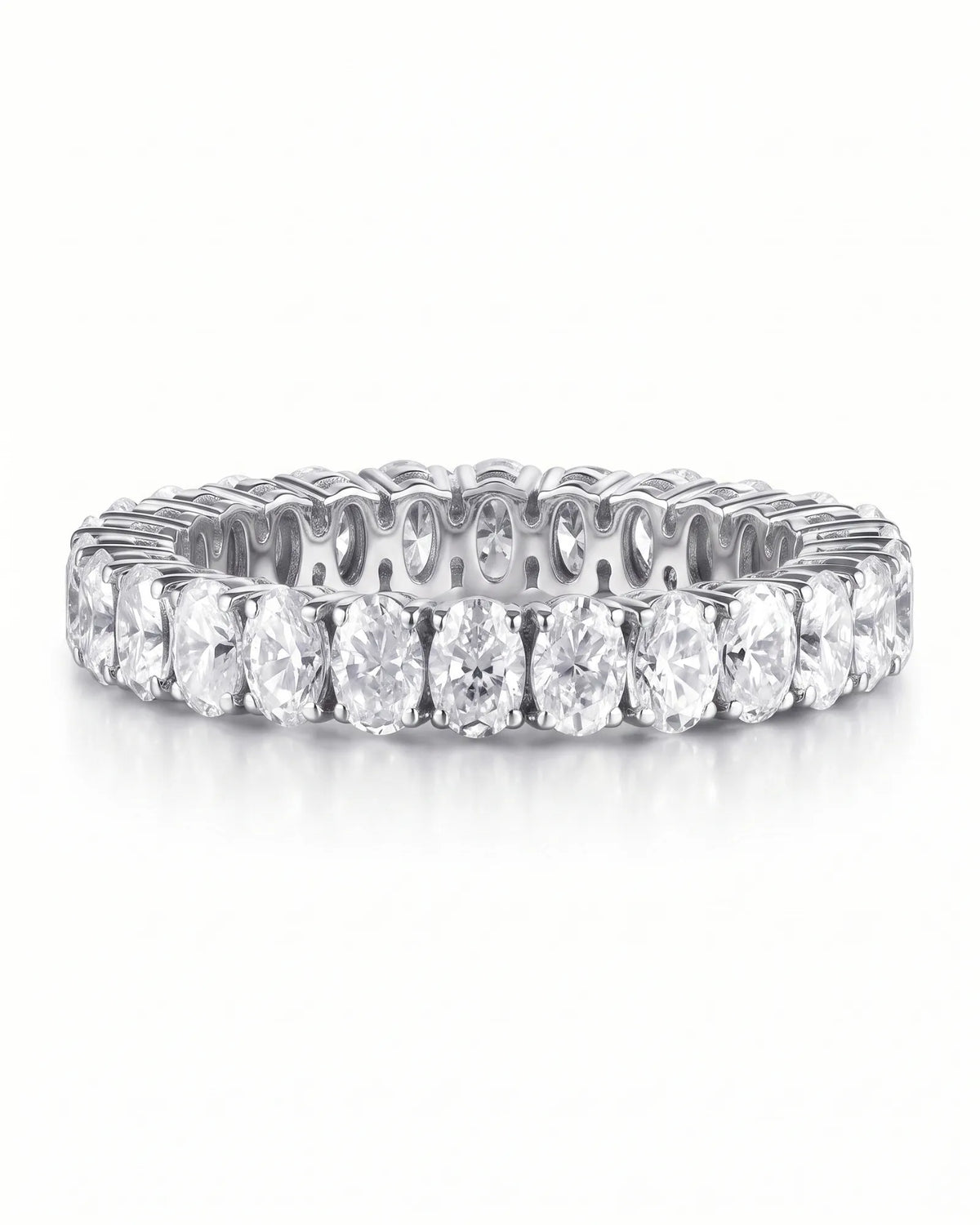 2.80 carat oval diamond eternity wedding band, view 6 | SARATTI