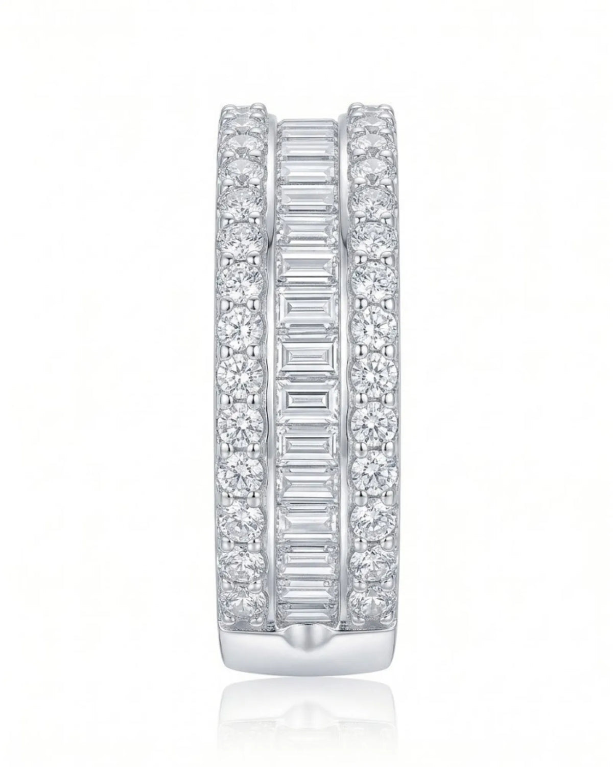 Platinum eternity band featuring baguette-cut and round brilliant diamonds | SARATTI