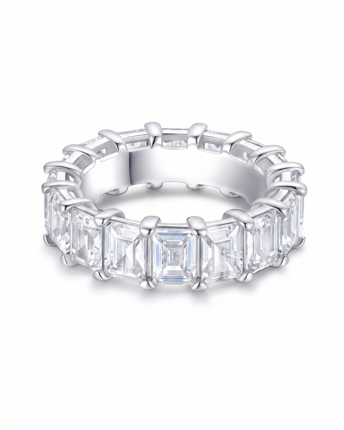 Emerald Cut Eternity Band in White Gold