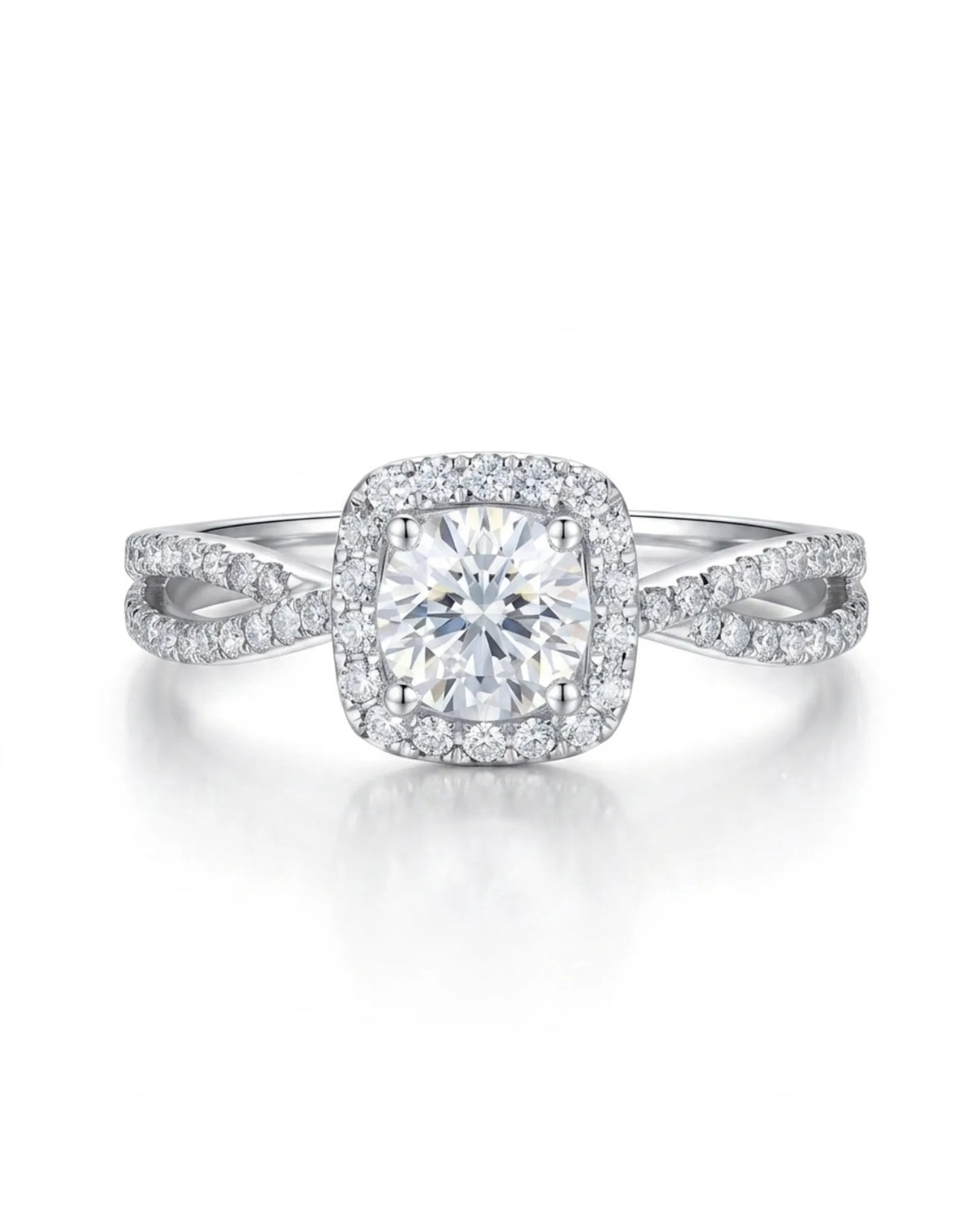 Platinum split shank moissanite engagement ring for elegant proposal moments | SARATTI