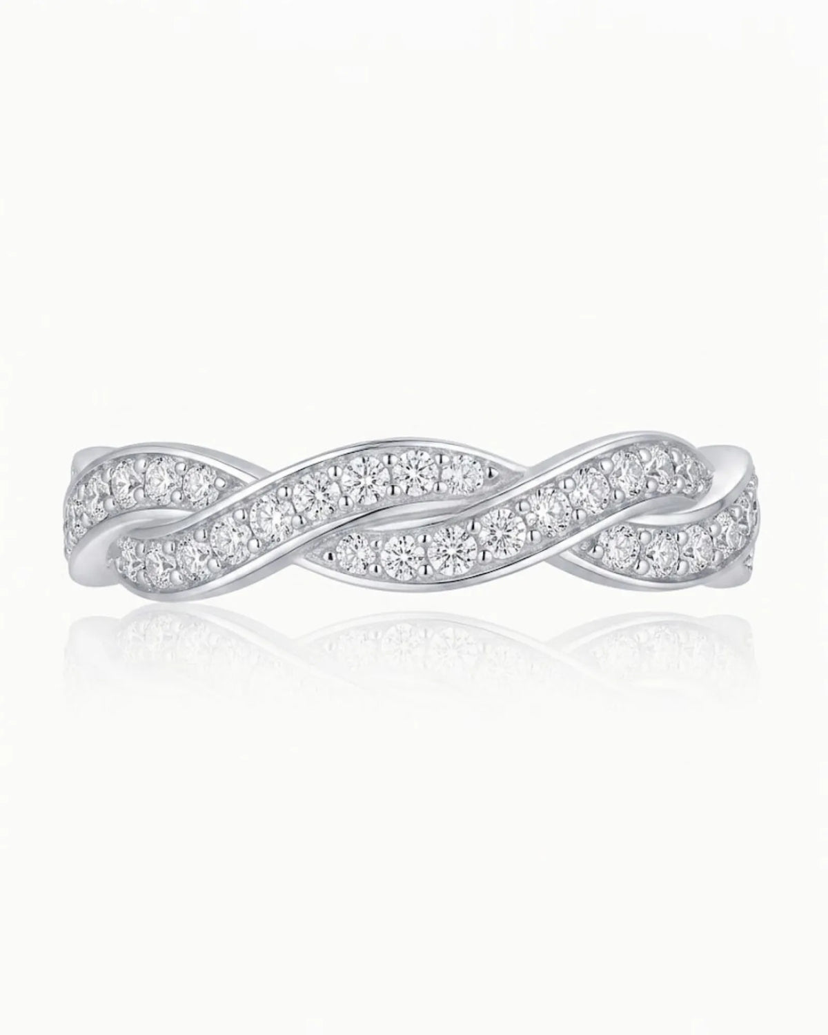 Twisted Shank Vintage Diamond Eternity Band in 18K White Gold — Platinum — View 2