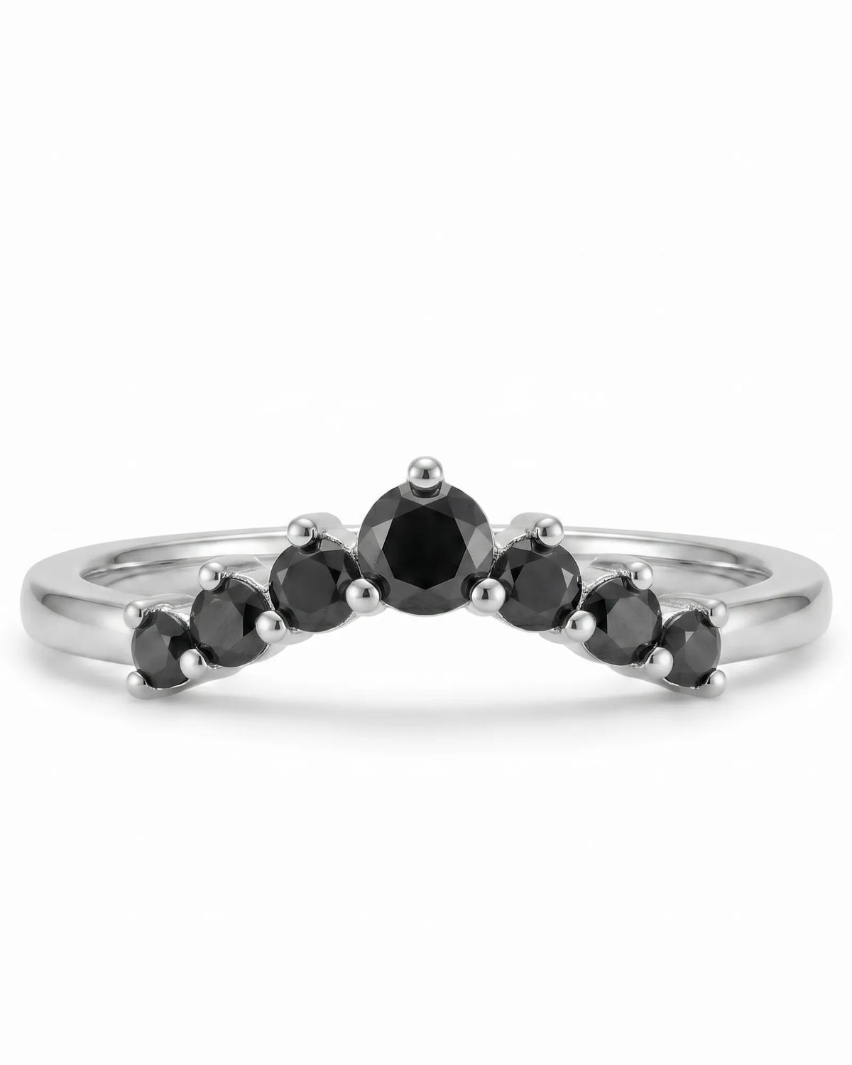 Black Diamond Curved Band in 18K Yellow Gold — 18K White Gold — View 2