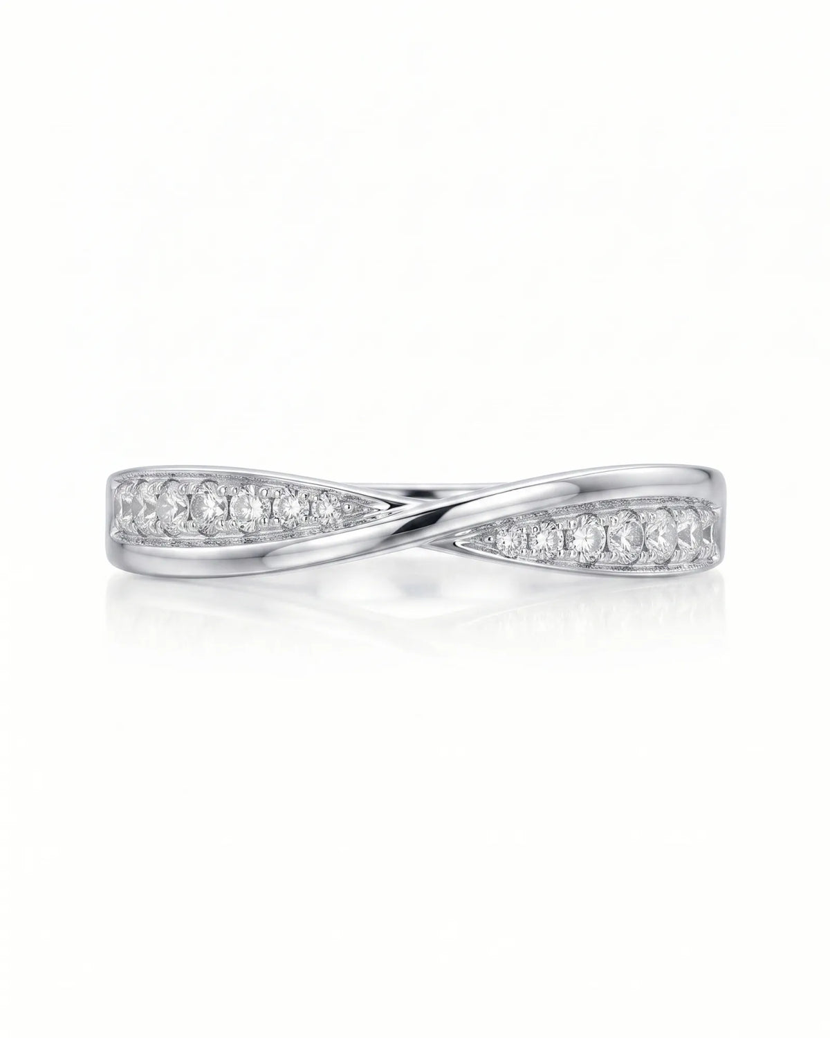 Twisted Shank Natural Diamond Eternity Wedding Band yellow gold detail | SARATTI
