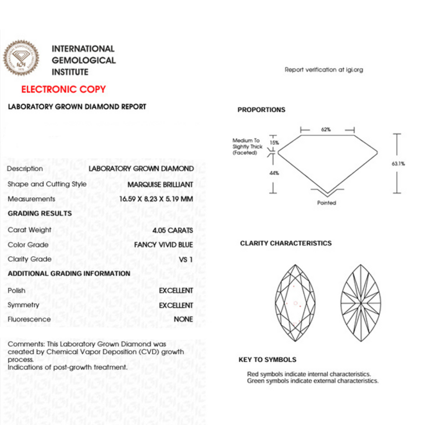 4.05-carat Marquise Cut Round Lab Diamond Certificate | Saratti