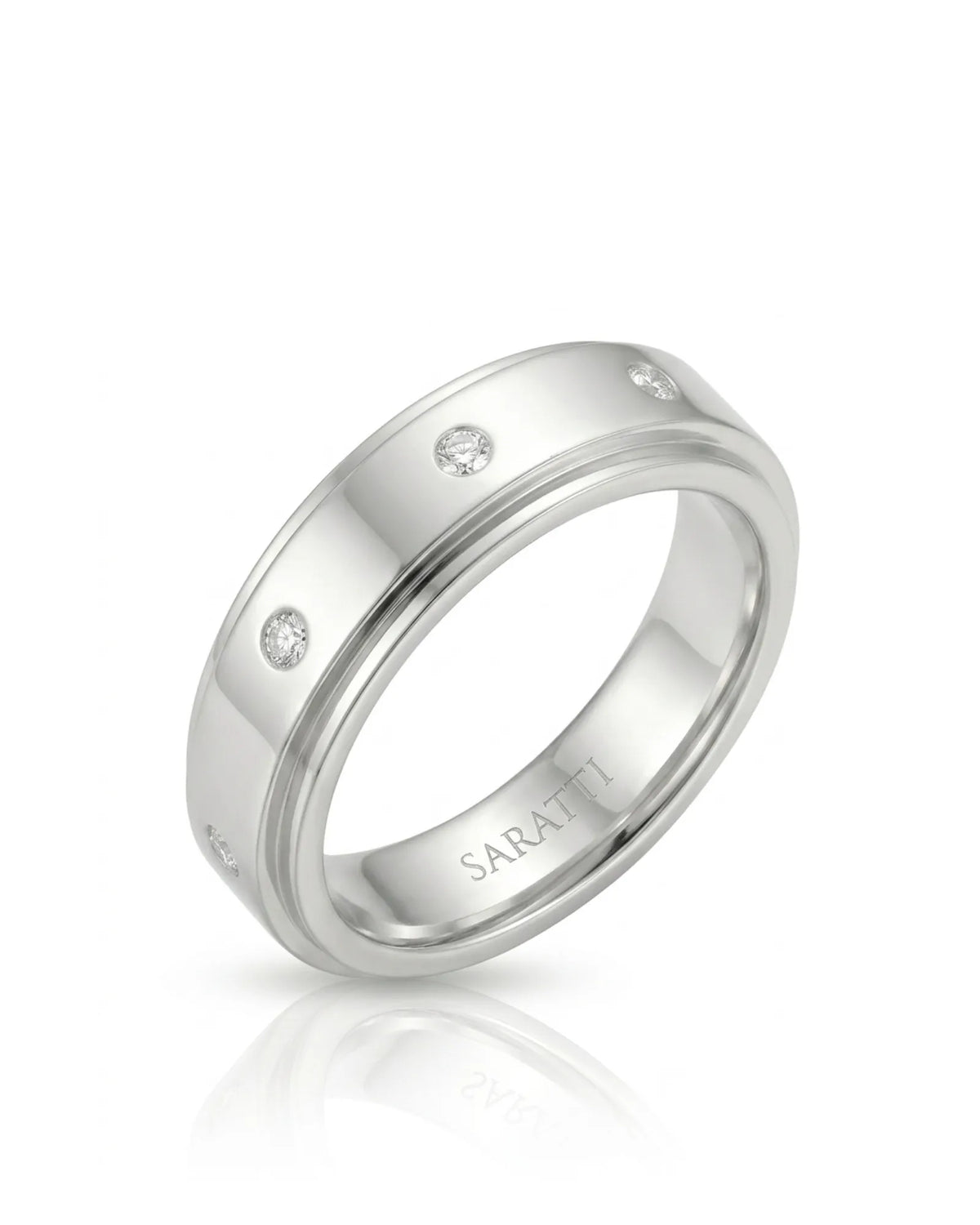 Trinity Diamond wedding band, 45-degree view 1 | SARATTI