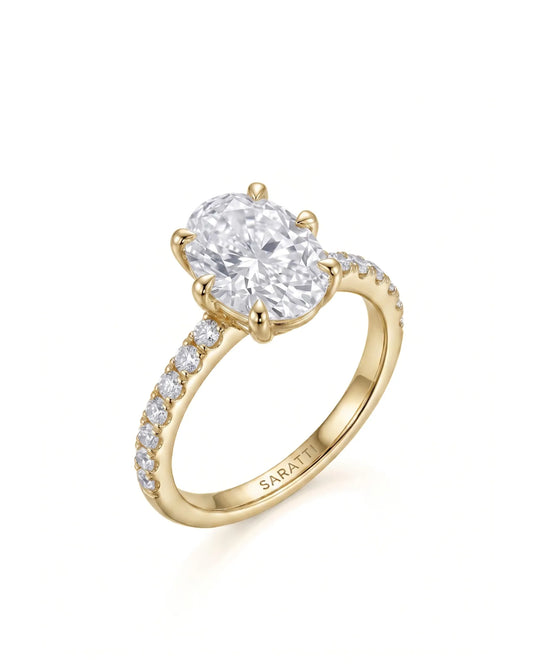 Jade – Natural Oval Diamond Six-Prong Pavé Engagement Ring