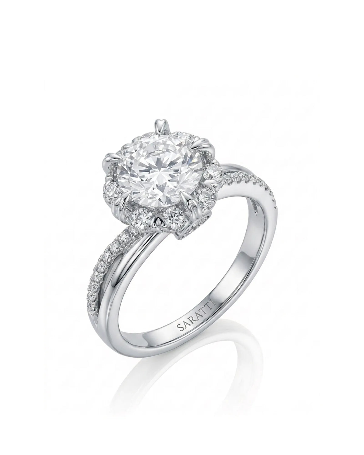 Merida – Sweet Serenity Natural Round Diamond Floral Halo Ring