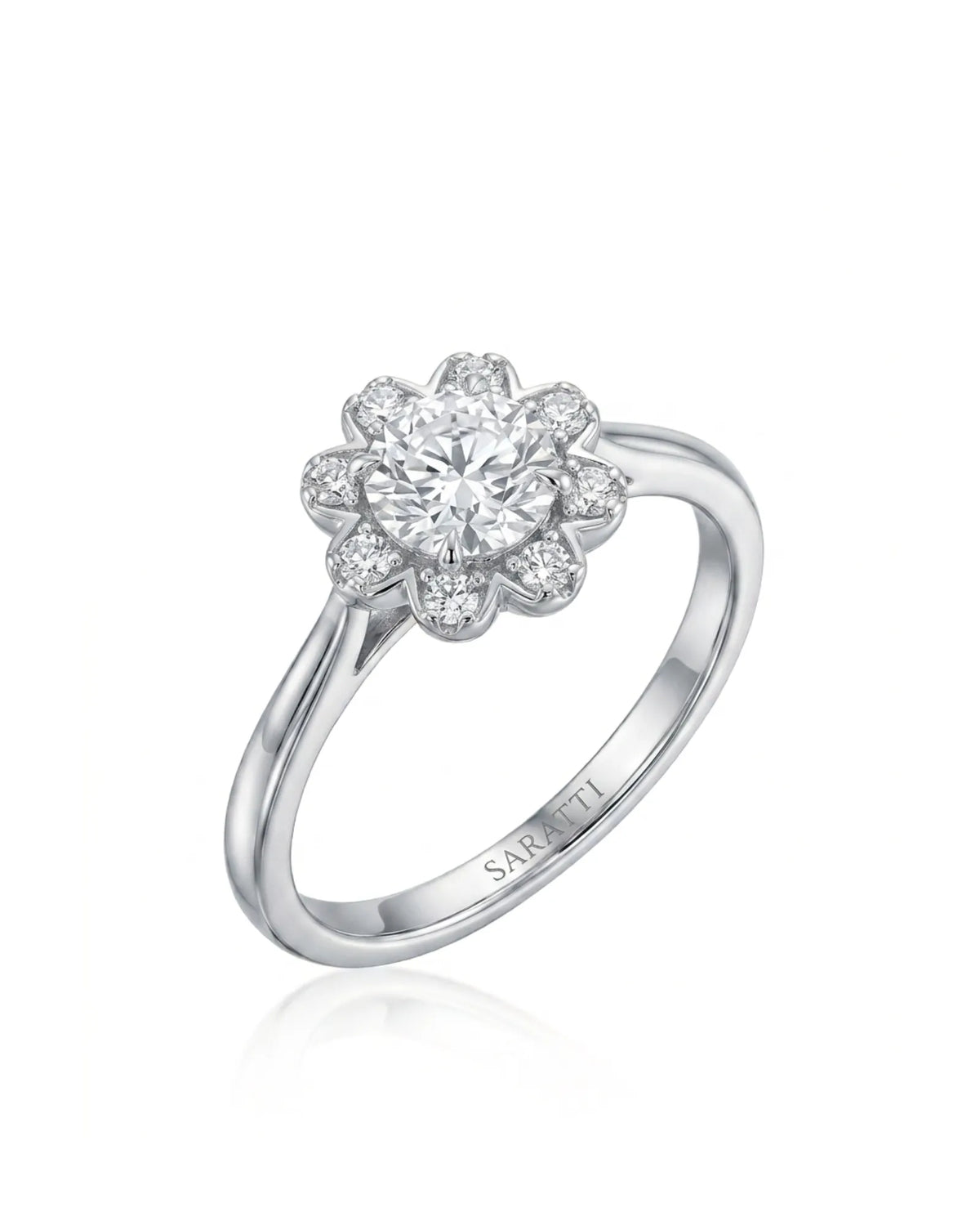 Celine – Natural Round Diamond Halo Engagement Ring