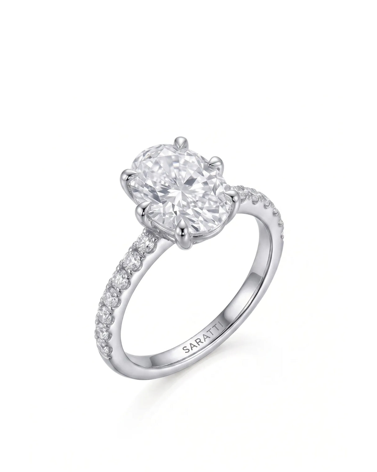 Jade – Natural Oval Diamond Six-Prong Pavé Engagement Ring