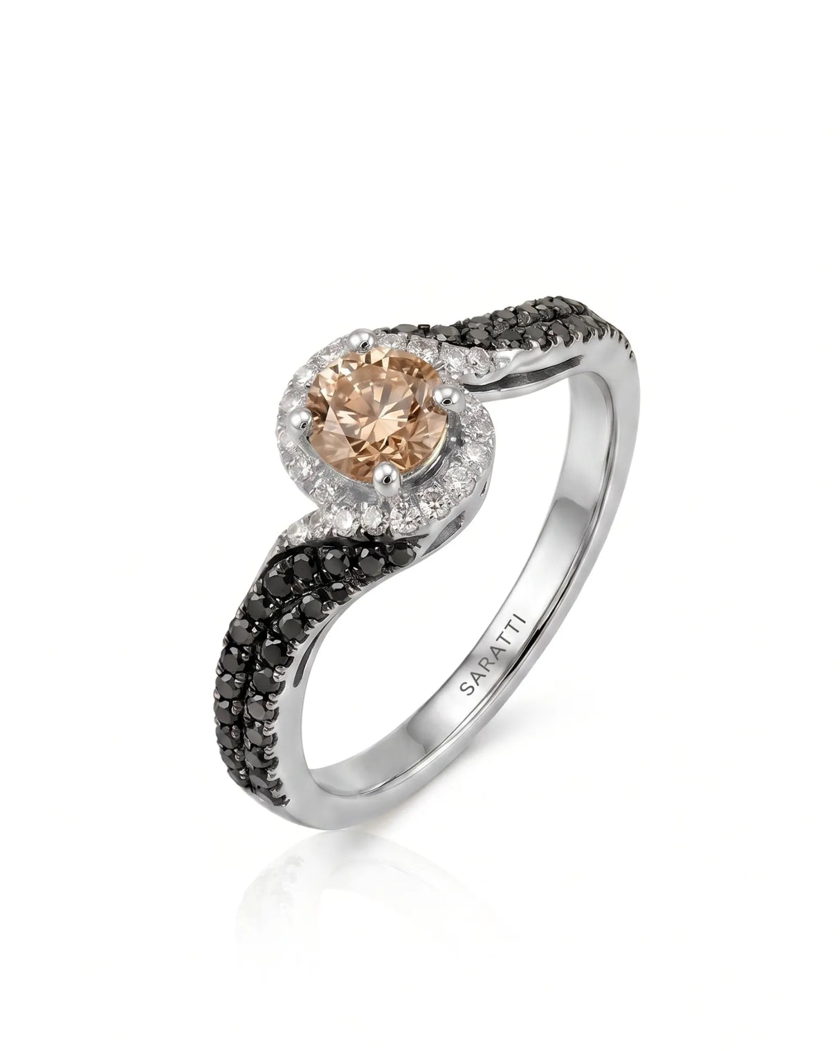 Esther – Natural Champagne Diamond Halo Engagement Ring