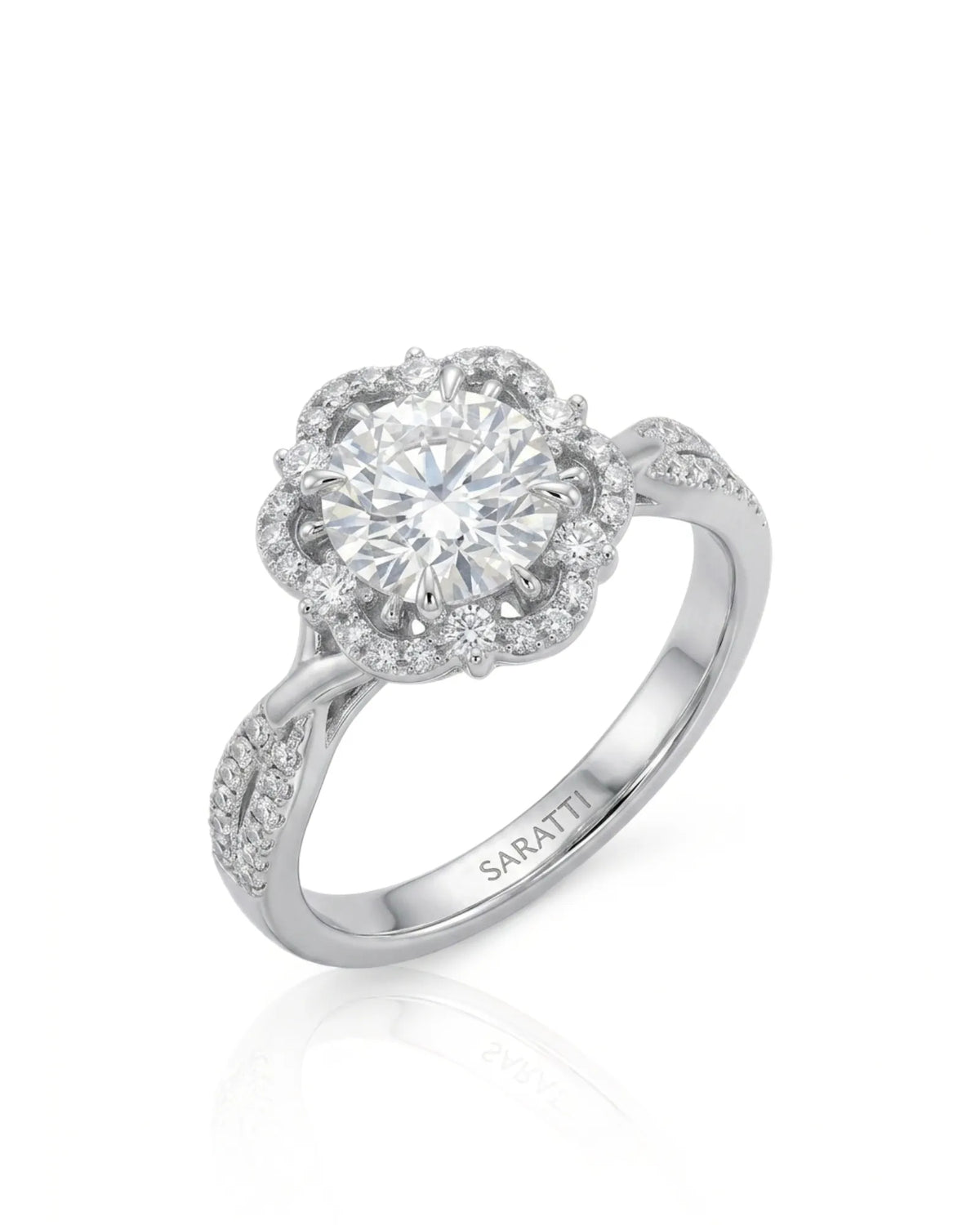 Madea – Radiant Embrace Natural Round Diamond Double Halo Ring