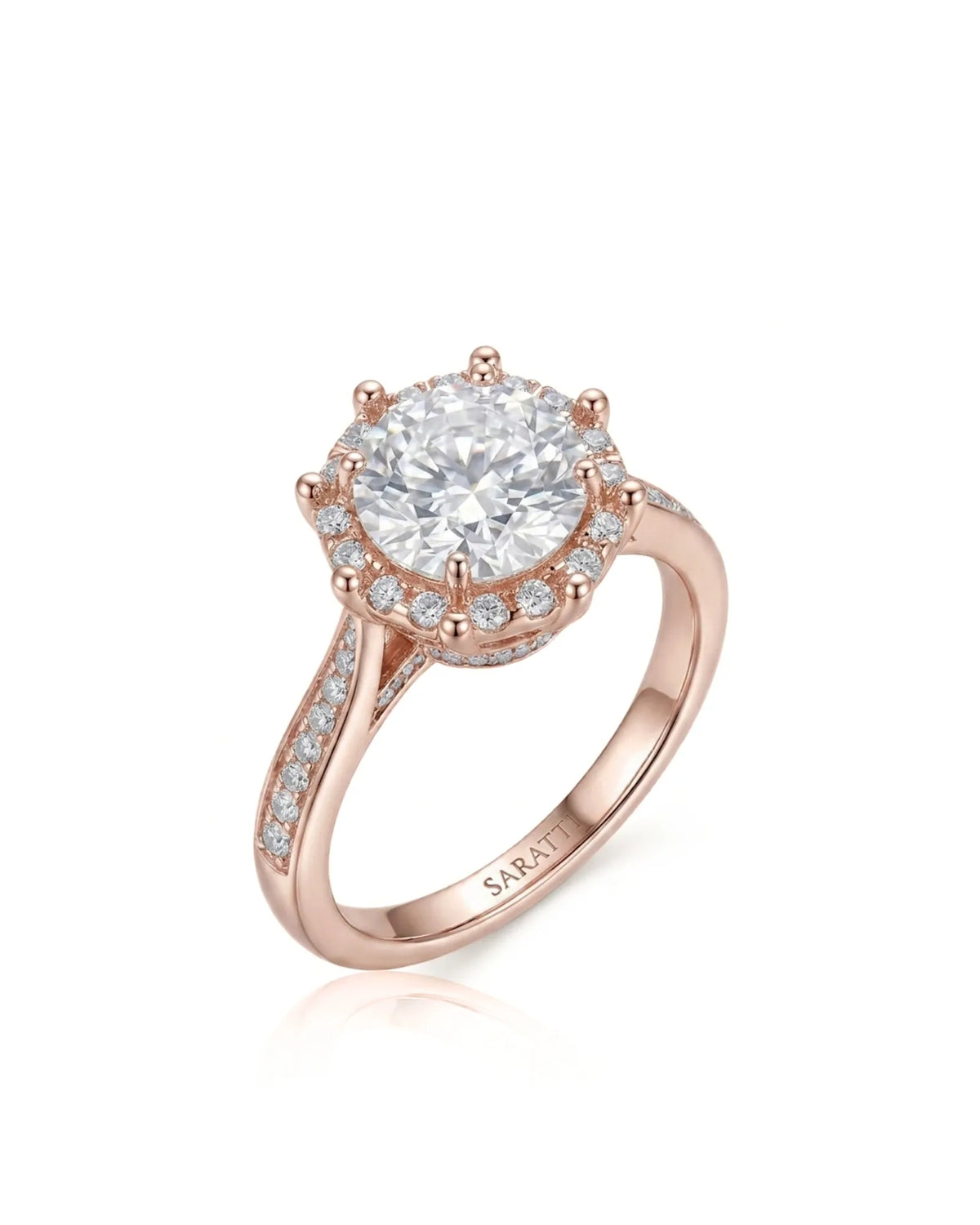Yulisa – Eternal Flame Natural Round Diamond Halo Engagement Ring