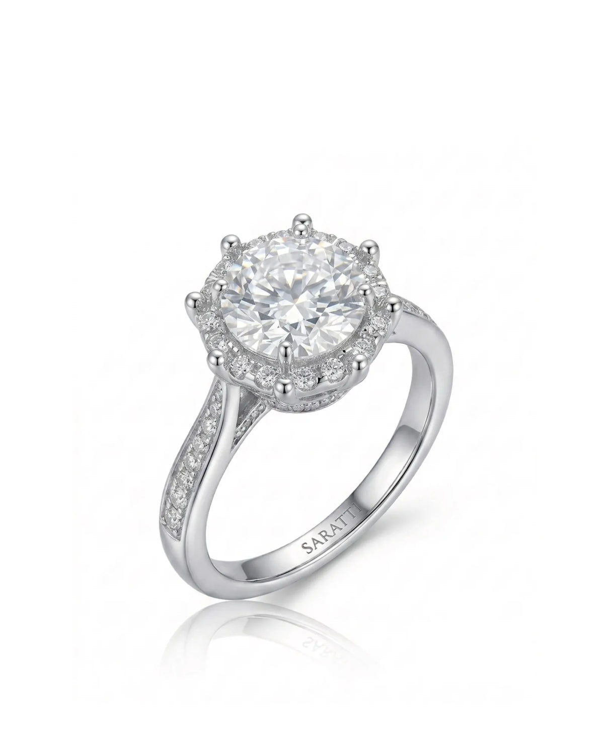 Yulisa – Eternal Flame Natural Round Diamond Halo Engagement Ring