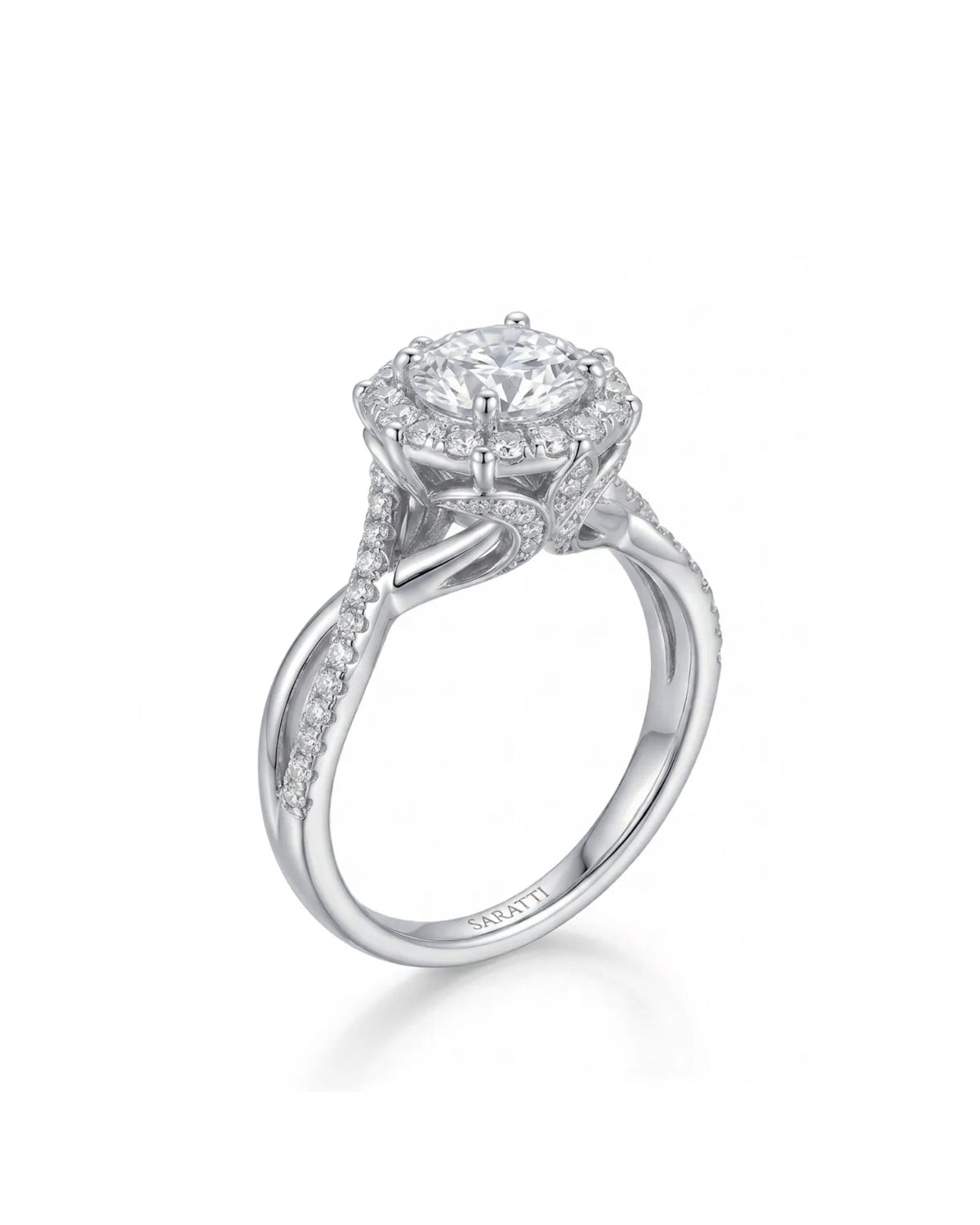 Julisa – Classic Chant Natural Round Diamond Halo Engagement Ring