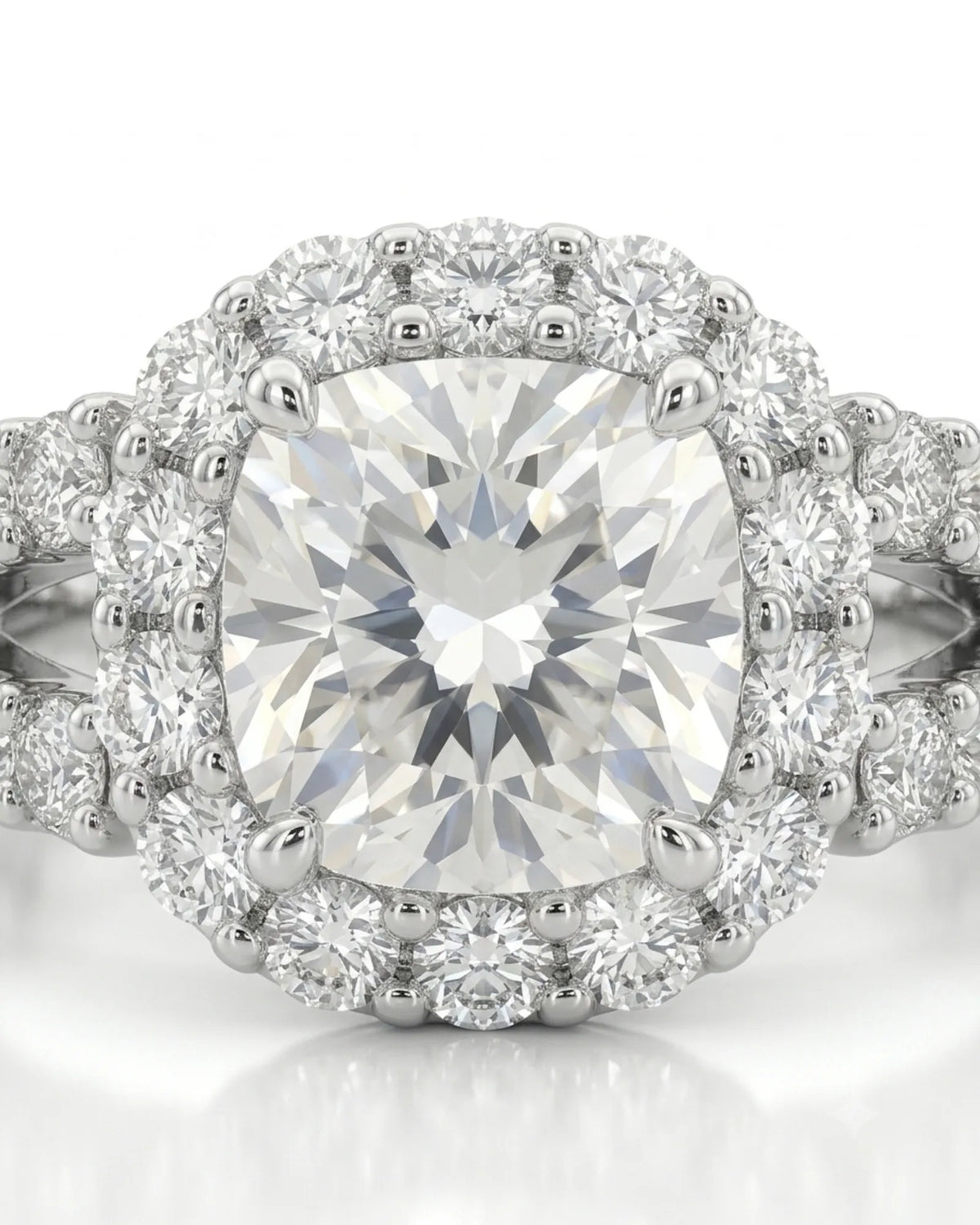 Erica • 2-carat Cushion Moissanite Ring in White Gold