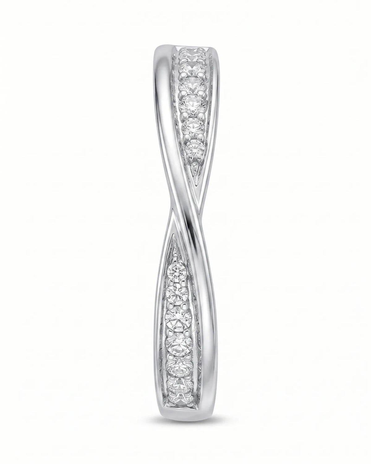 Twisted Shank Natural Diamond Eternity Wedding Band yellow gold product view | SARATTI