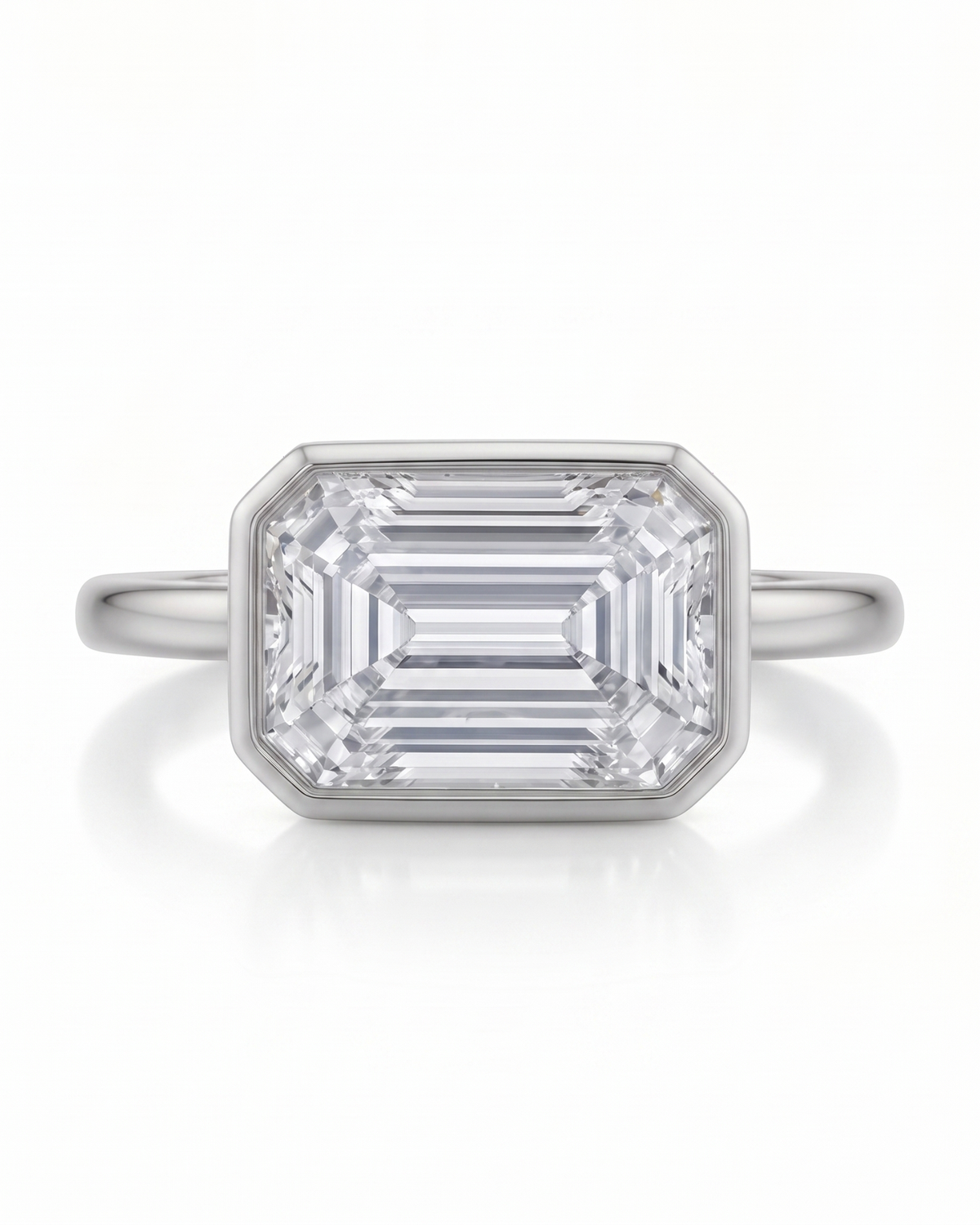 Natalia – Natural Emerald-Cut Diamond Bezel Ring