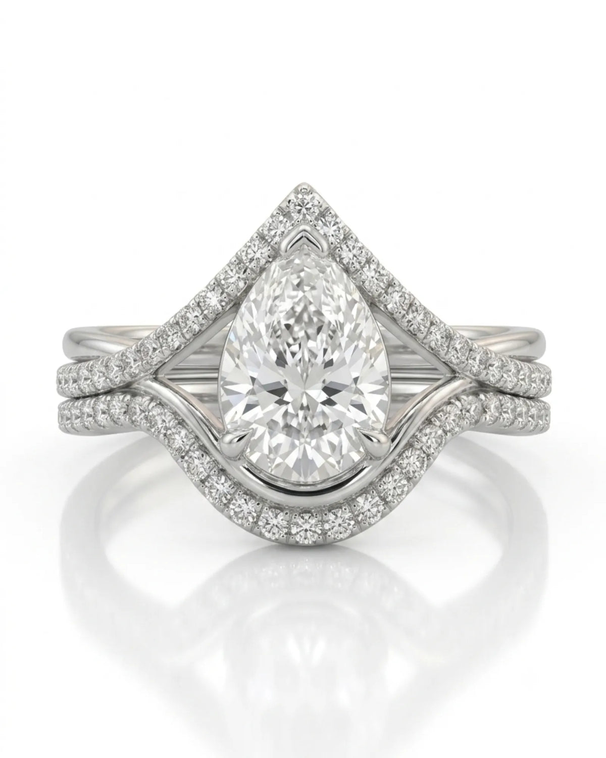 Amara • Pear-Cut Moissanite Bridal Set in Platinum