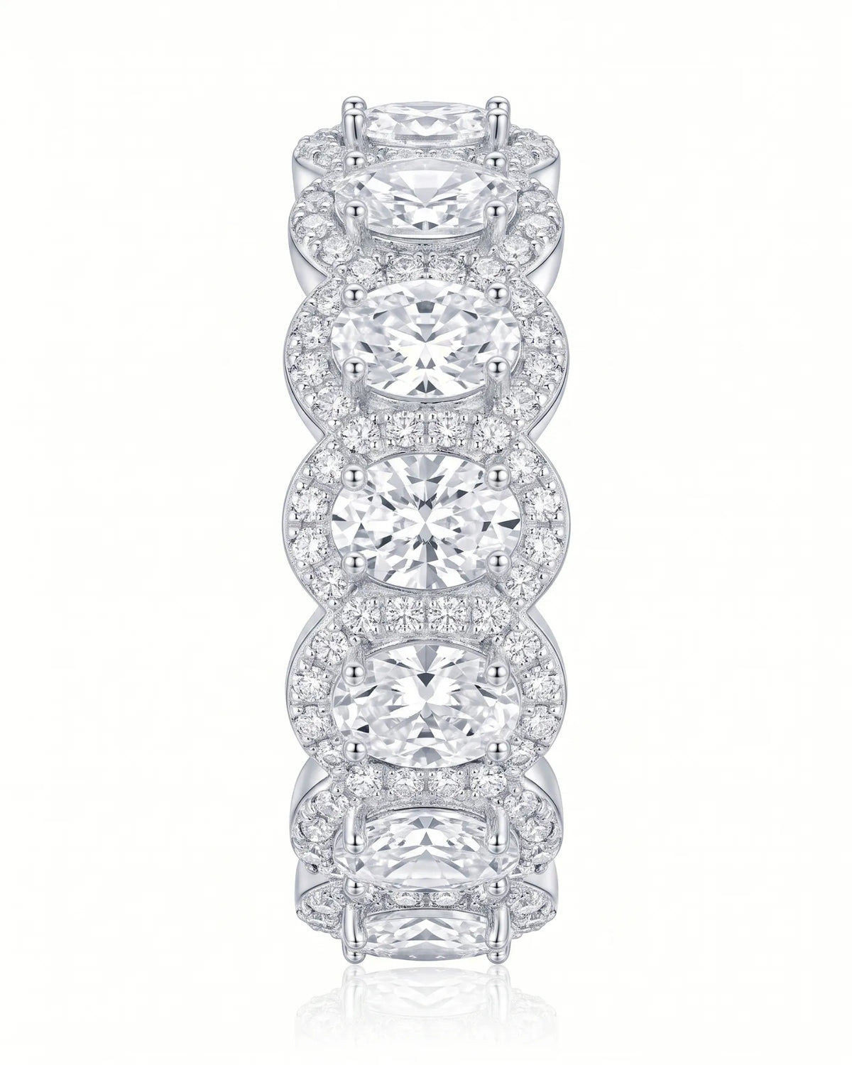 Oval halo diamond eternity wedding band, detail view 1 | SARATTI