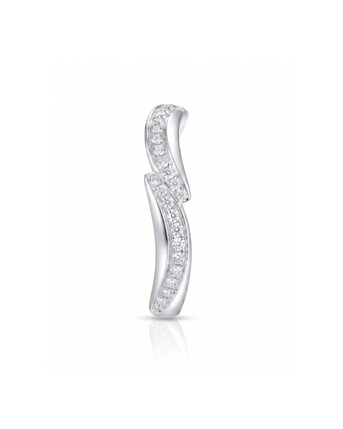 Wavy Diamond Half Eternity Wedding Band — 18K White Gold — View 4