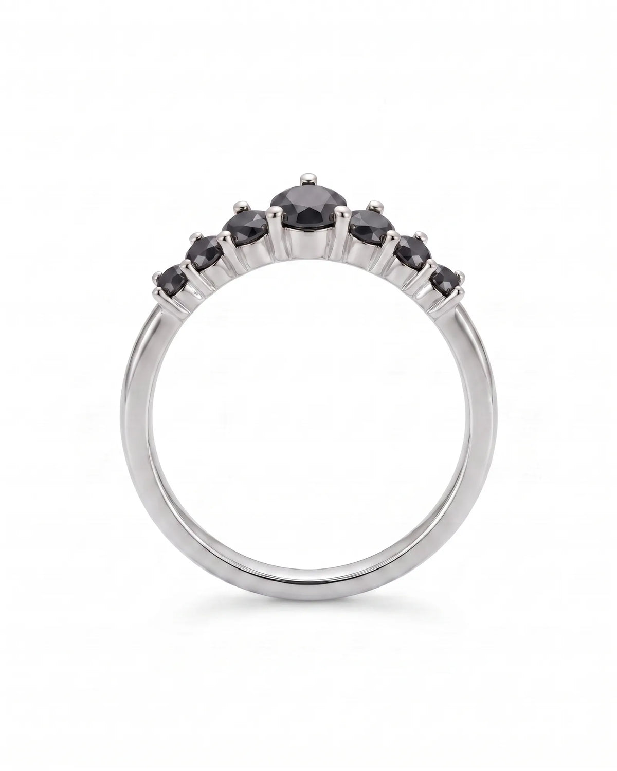 Black Diamond Curved Band in 18K Yellow Gold — 18K White Gold — View 4