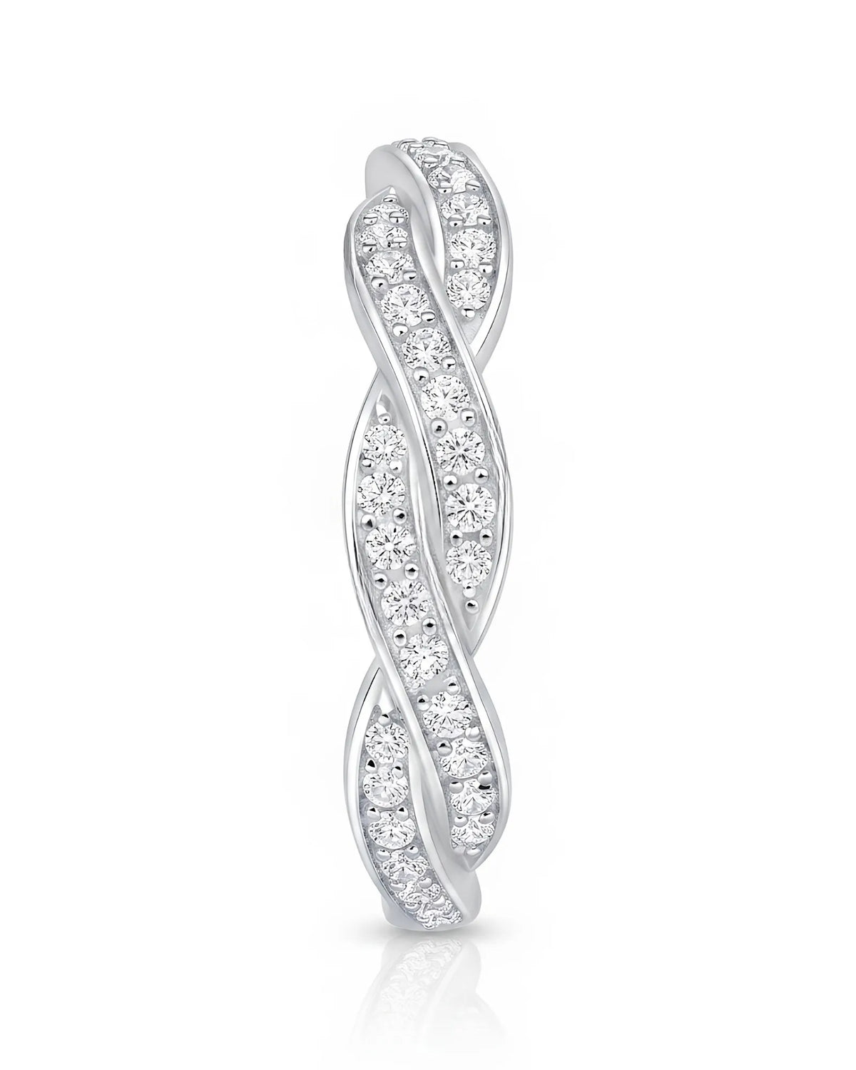 Twisted Shank Vintage Diamond Eternity Band in 18K White Gold — 18K White Gold — View 4