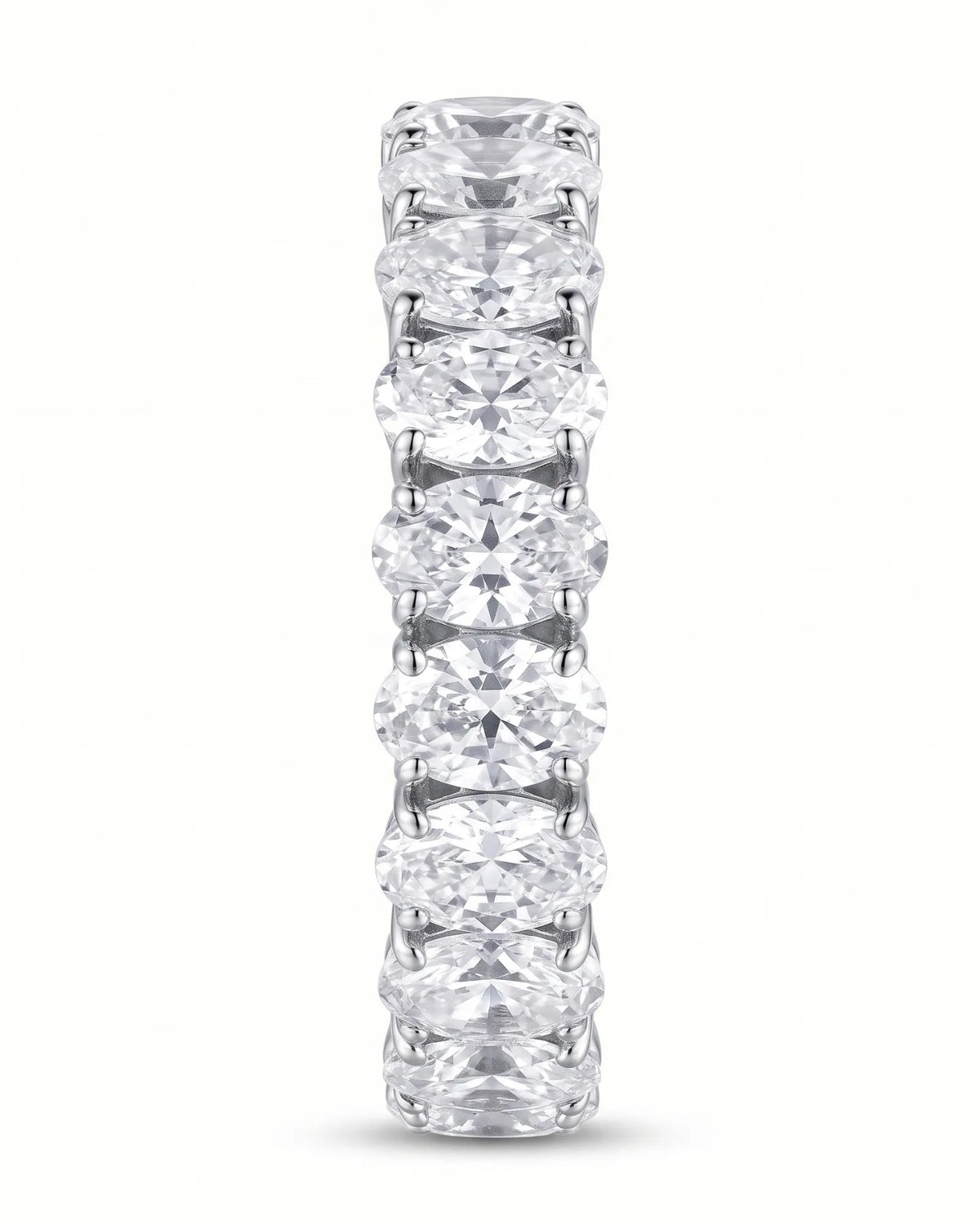 2.80 carat oval diamond eternity wedding band, angled view 1 | SARATTI