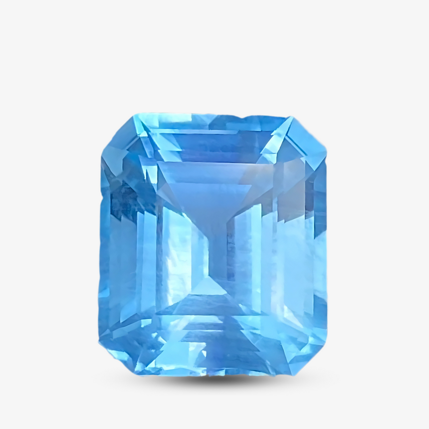5.17cts Emerald Cut Natural Aquamarine Gem | Vivid Blue