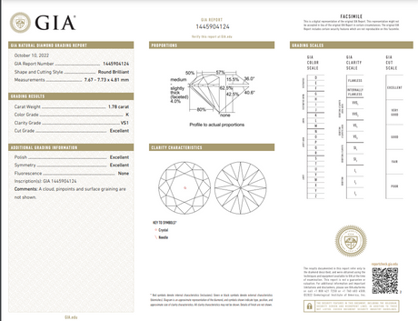 1.78 carat Round Natural Diamond | GIA Certified