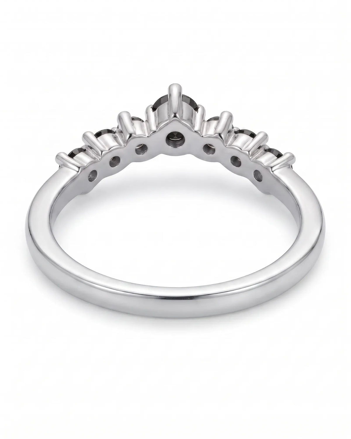 Black Diamond Curved Band in 18K Yellow Gold — 18K White Gold — View 5
