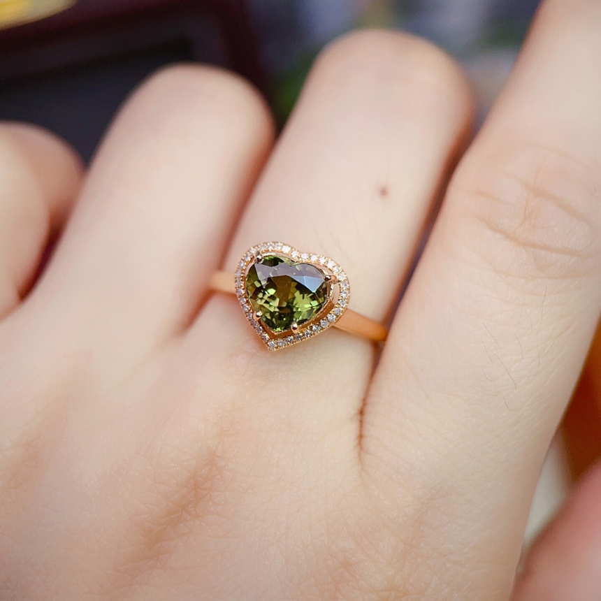 Luxury Tourmaline Halo Ring with Diamonds