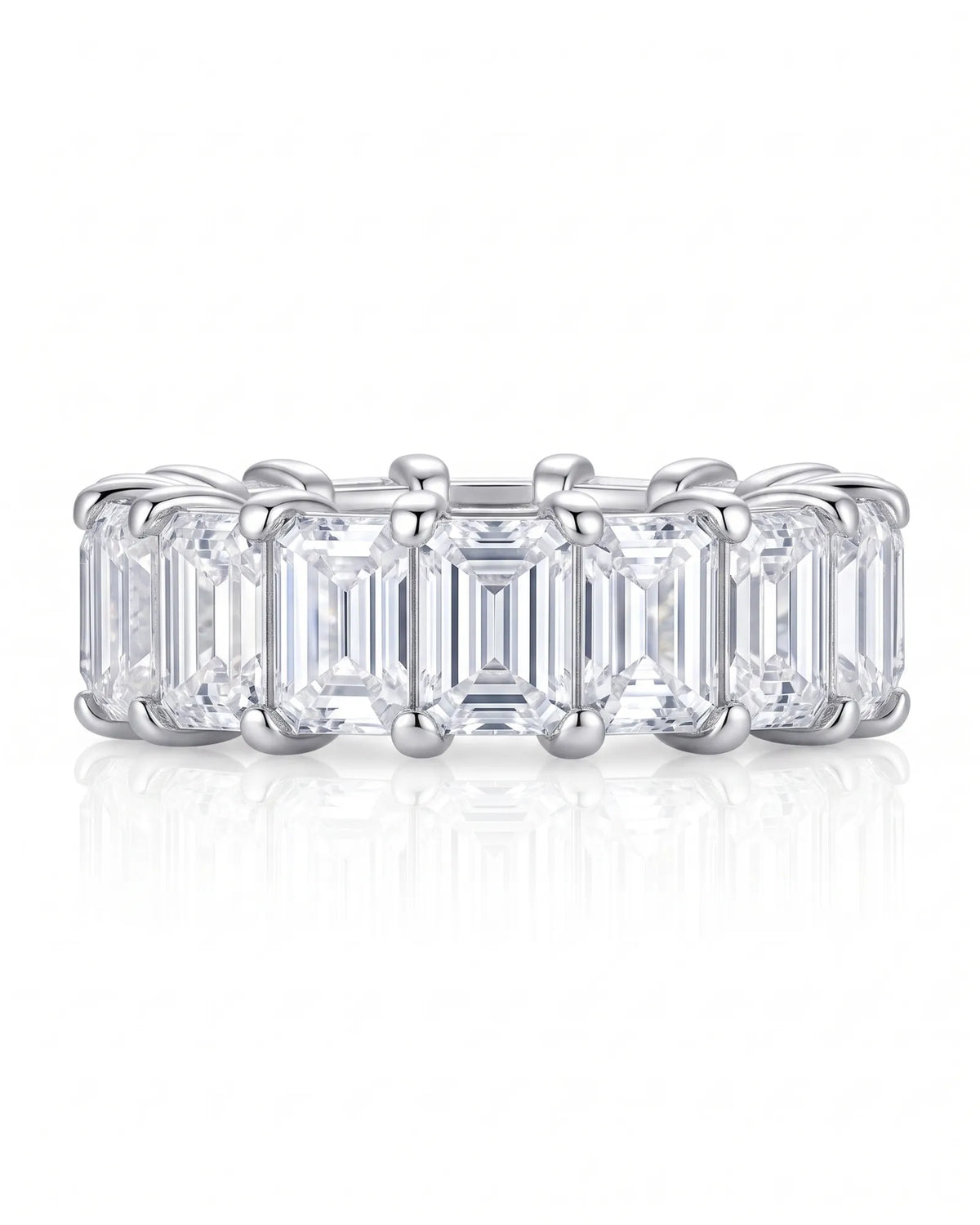 Emerald Cut Eternity Band in White Gold