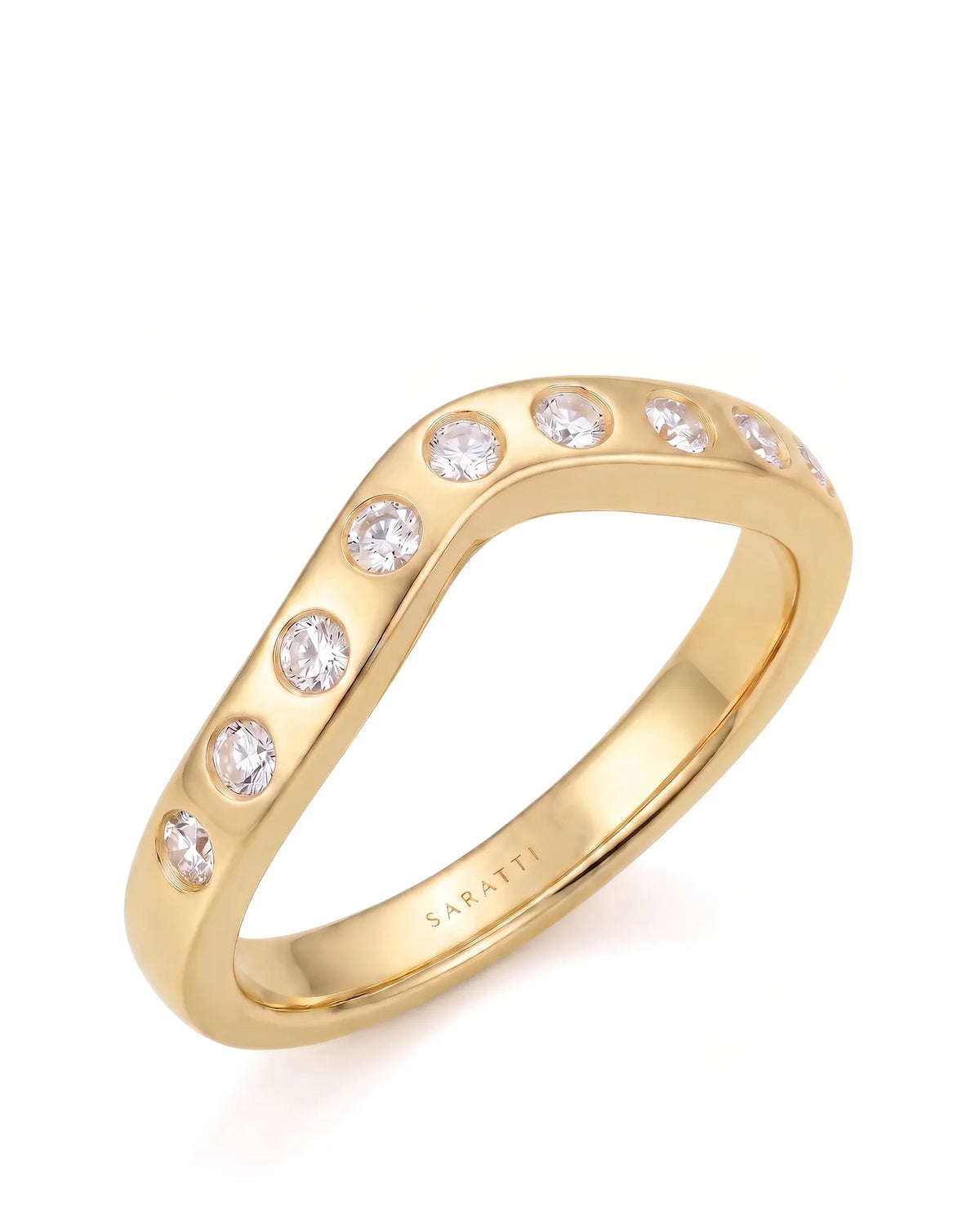 Yellow Gold Wedding Band with Diamonds
