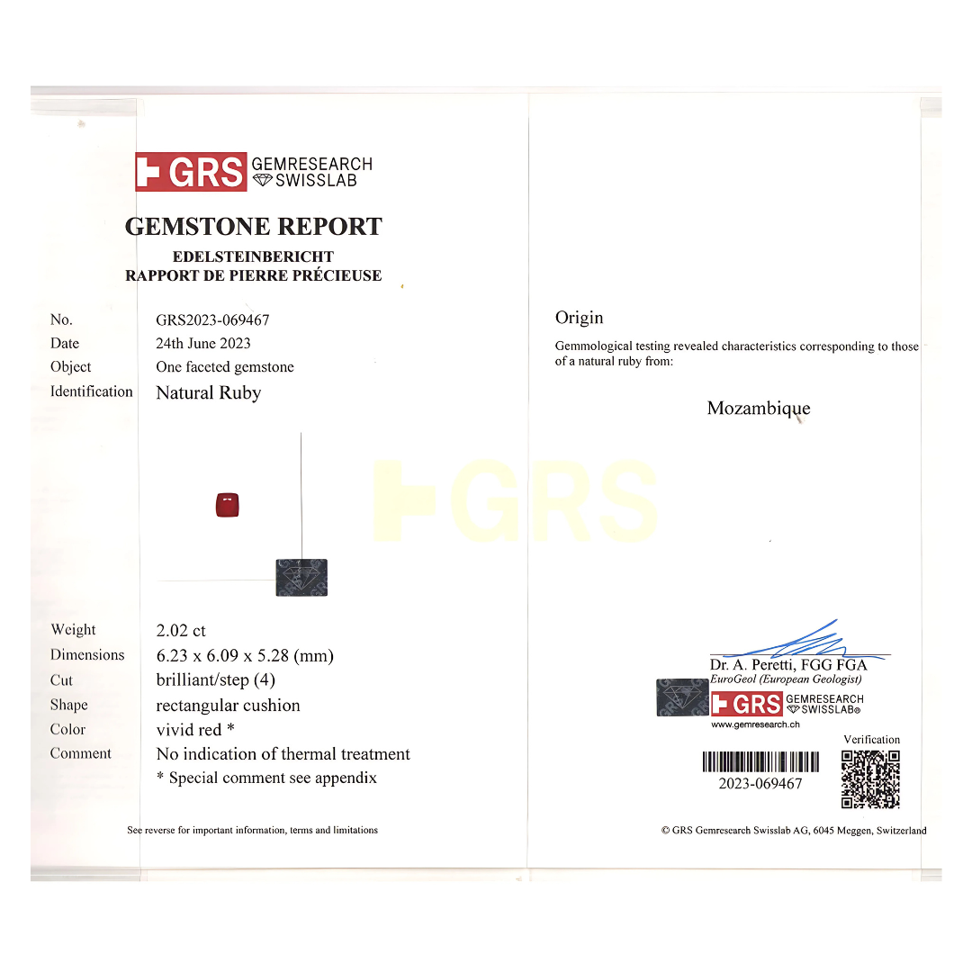 GRS Certified Natural Ruby Gemstone by Saratti Jewelry