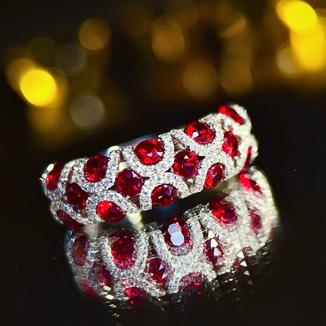 Pear Cut Ruby Diamond Bracelet in 18K Yellow Gold