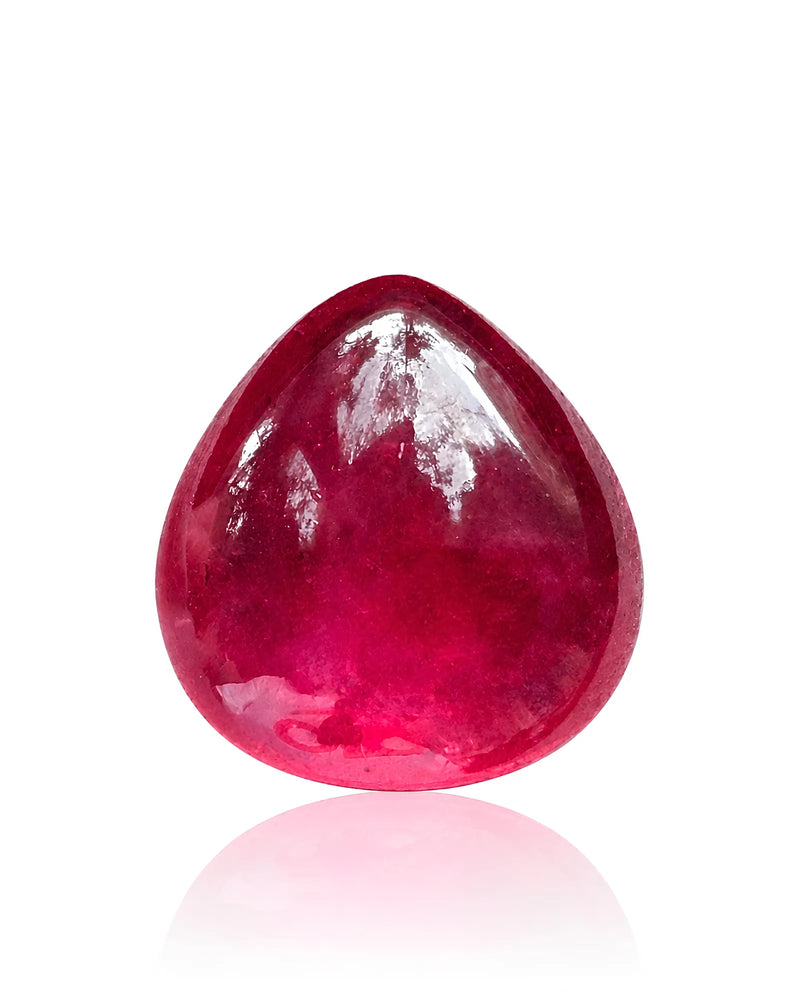 6.0ct pinkish red Natural Ruby pear cabochon main view | SARATTI