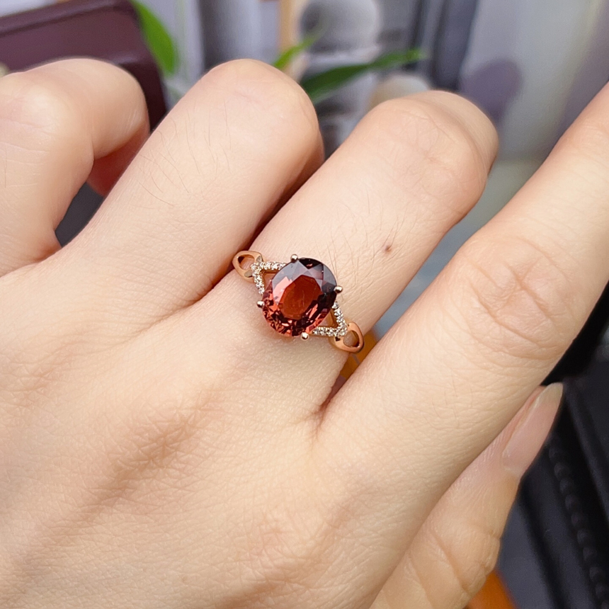Natural Orange Tourmaline Anniversary Ring