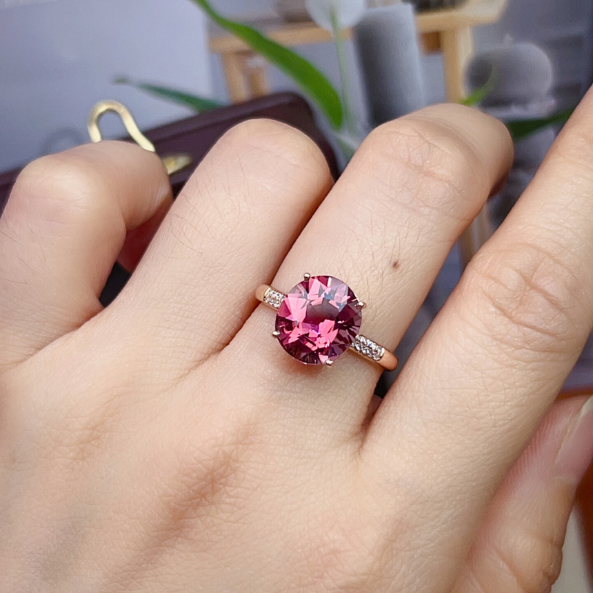 Natural Oval Tourmaline Anniversary Ring